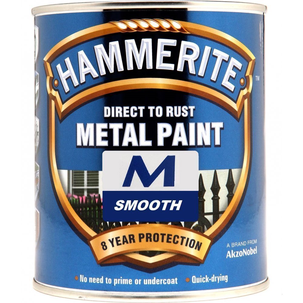 Hammerite Direct to Rust Metal Paint Smooth Finish Mercury Gray 750ml