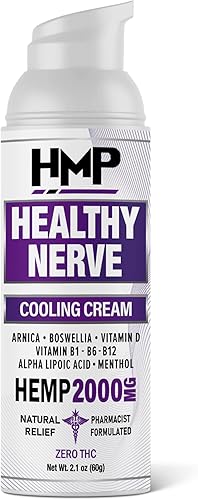 HMP BRANDS Crema de neuropatía para apoyar el dolor nervioso Crema de cáñamo 2000 mg Máxima fuerza alivio para pies, manos, piernas, dedos de los