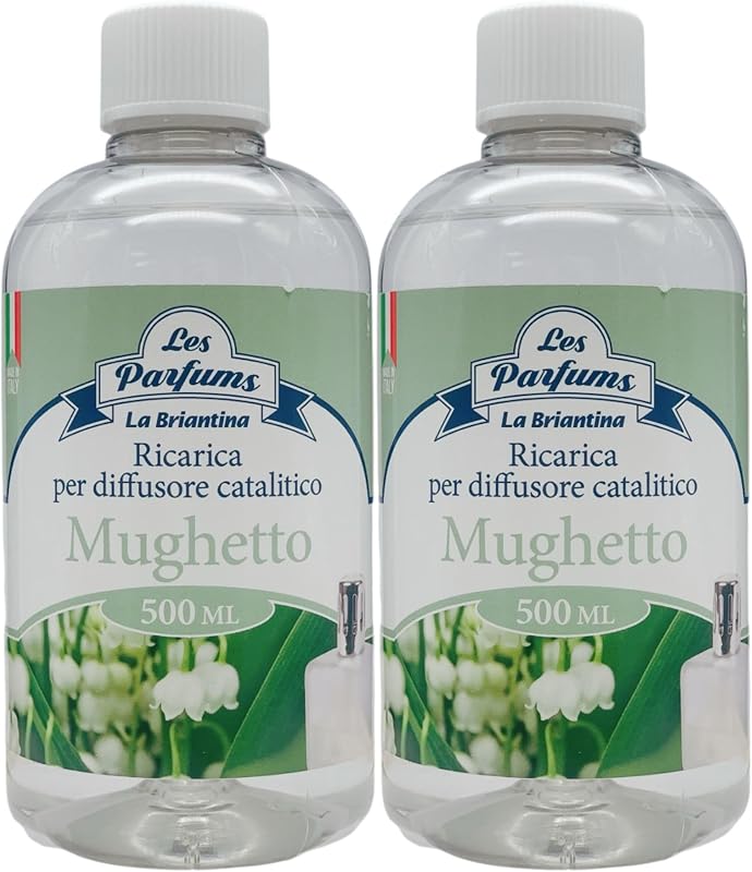 2x Ricarica Per Diffusore Catalitico, Profumazioni Di Qualità Adatte a Qualunque Lampada Catalitica 500ml (MUGHETTO)