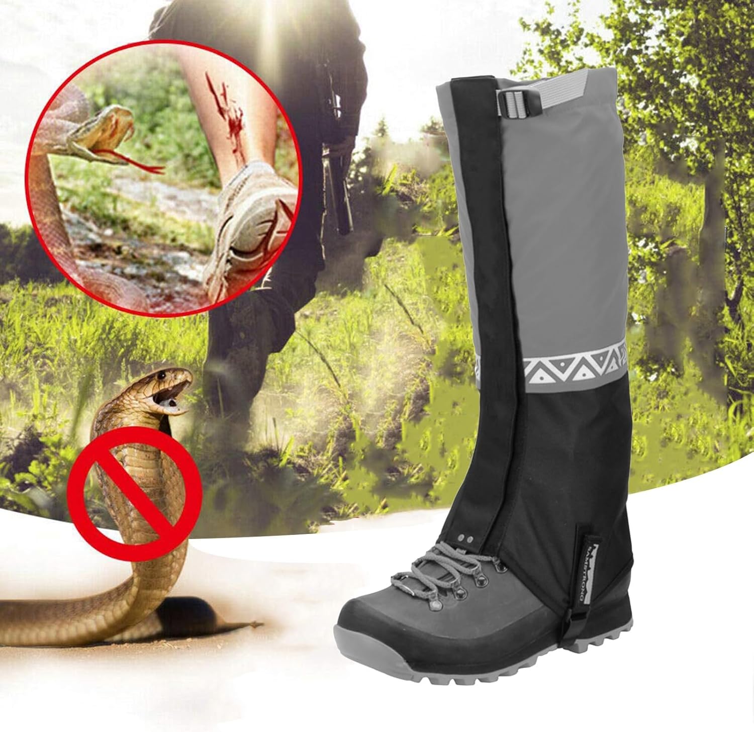 Leg Gaiters,Breathable Snake Gaiters Boots,Adjustable Lightweight Shoes Gaiters,Tear-resistant Plaid Fabric for Snow Cross-country Running and Mountain Climbing
