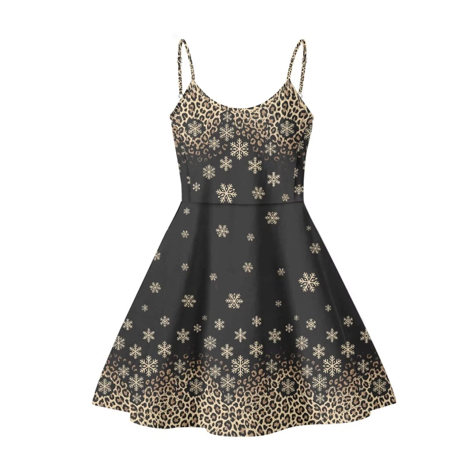 Women's Spaghetti Strap Dress Summer Casual Swing Sundress Girls Beachwear Swing Mini Dress