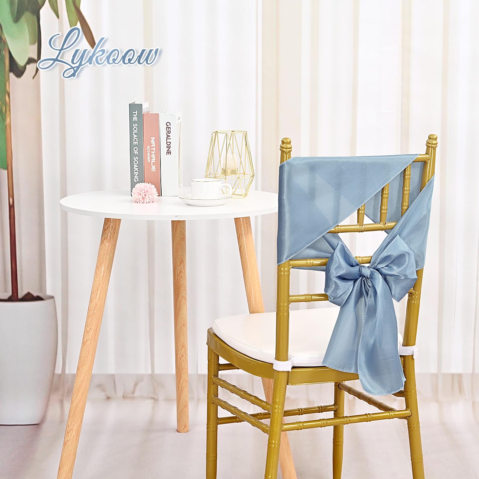 Lot de 100 rubans de chaise en satin pour mariage, réception, fête, hôtel, maison, cuisine, bleu poudré - 198,1 cm