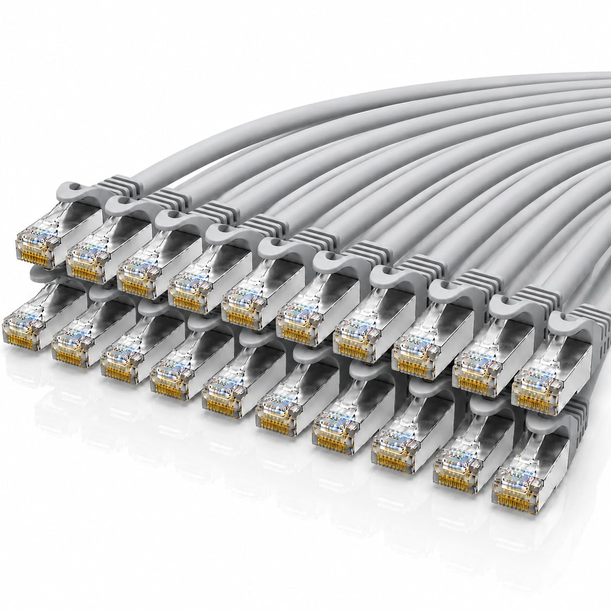 1aTTack.de Cavo di rete Ethernet LAN RJ45 S/FTP PIMF LSZH, 1,5 m, 10 Gbps, senza alogeni, per camera server, switch, router, confezione da 20, colore: grigio | collega computer, TV e console di gioco a Internet