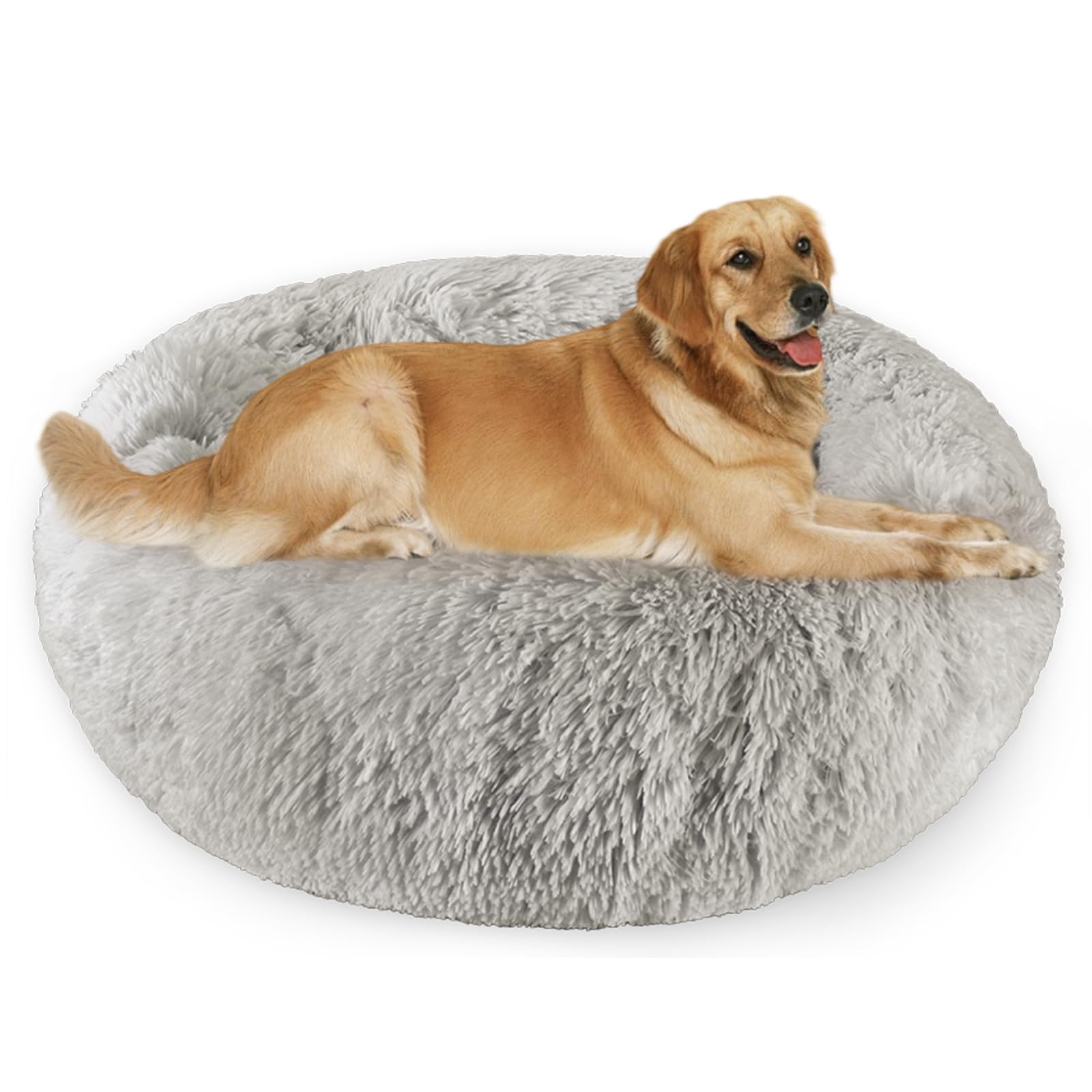 Aspand Cama de Perro y Gatos con Borde Elevado y Relleno de algodón Suave,76cm - Cómodo y Acogedor lecho para Mascotas - Cubierta de Felpa Larga y Suave - Base Antideslizante,Gris Oscuro