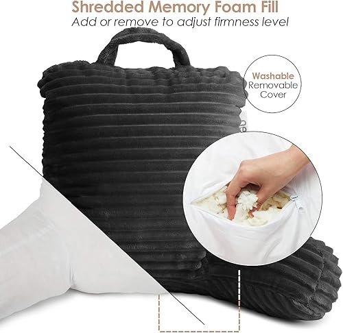 Miniatura 6 de Nestl - Almohada de lectura a rayas para niños y adolescentes, almohada de espalda pequeña, apoyo para la espalda y los brazos, rellena con espuma