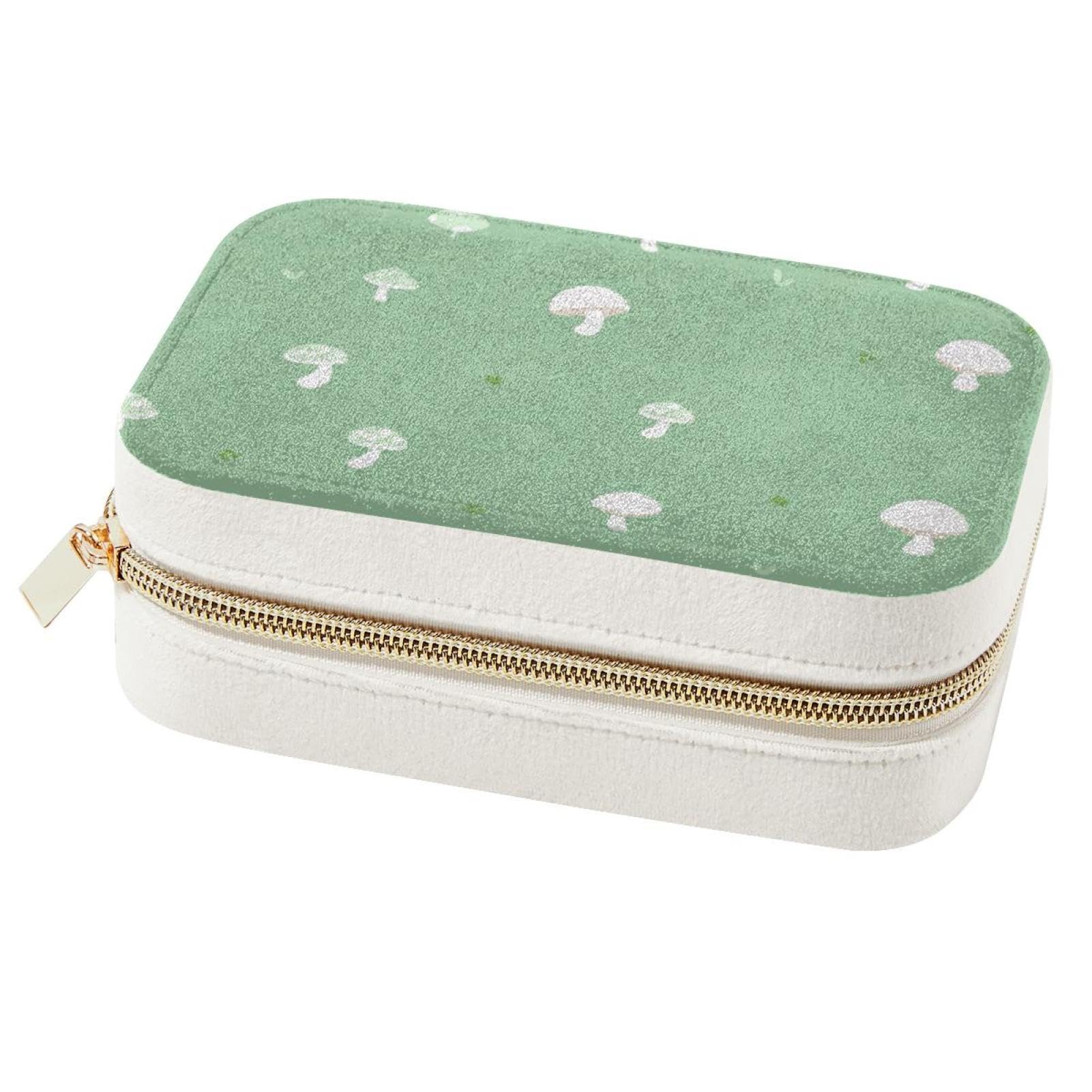 Organiseur de voyage pour bijoux : le coffret nomade chic motif champignon