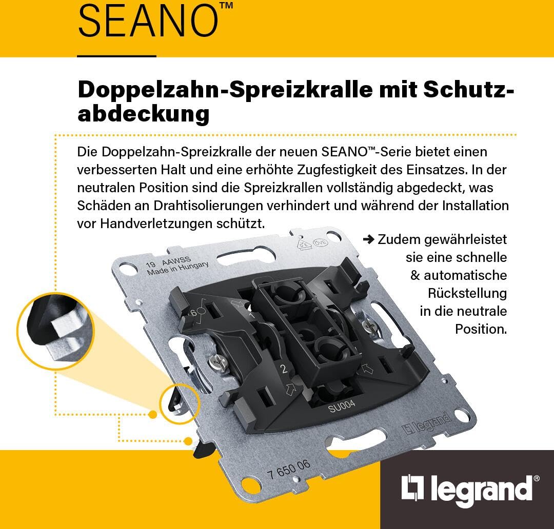 LEGRAND, Seano 765036 Mécanisme de minuterie 2 à 120 minutes, réglage de l'heure par bouton rotatif, raccord à 2 fils, bornes à vis