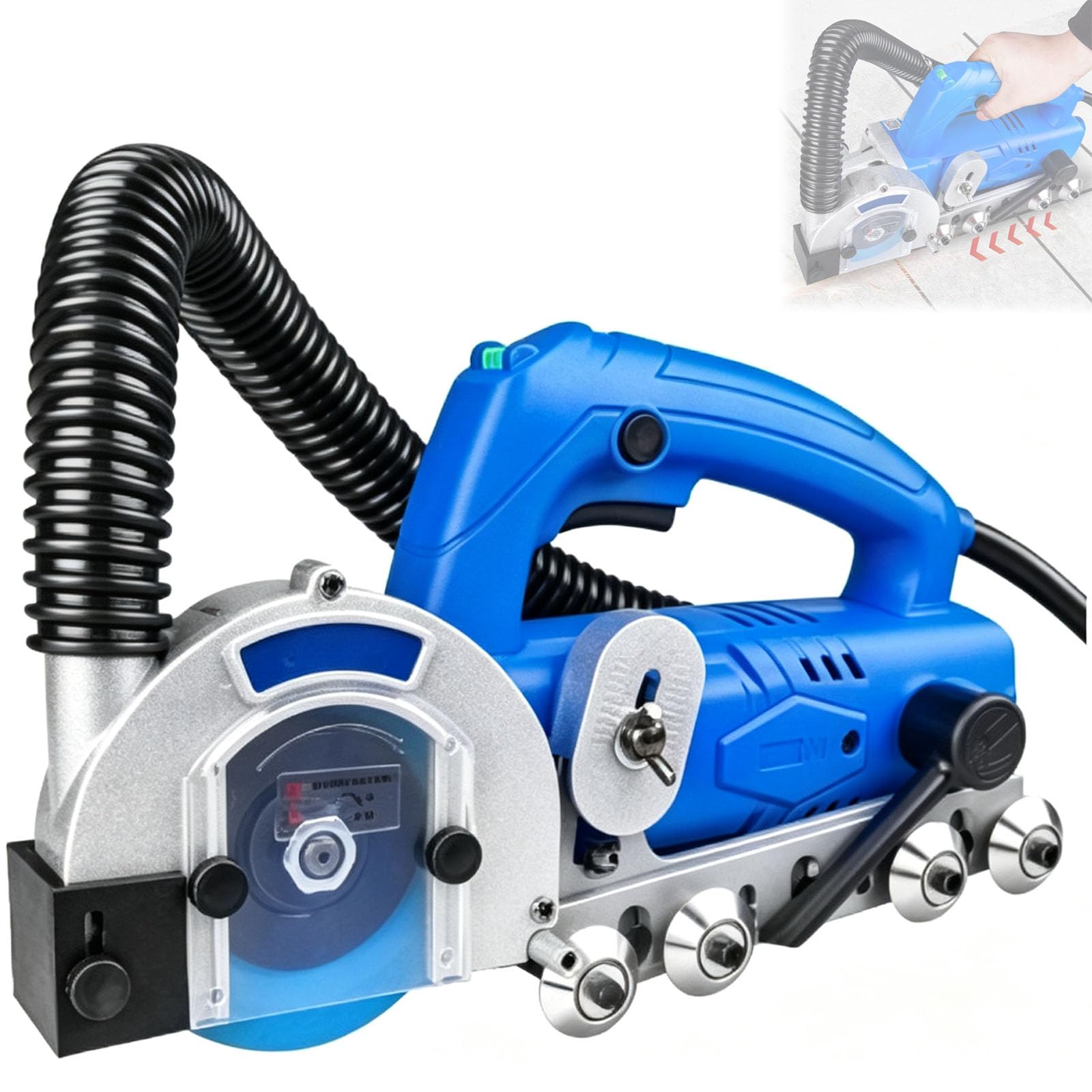 Strumento Elettrico Da 1200 W Per La Rimozione Della Malta, Con Funzione Di Aspirazione Della Polvere E Spruzzatura Automatica Dellacqua, Profondità Di Taglio Regolabile, Design Con Ruote