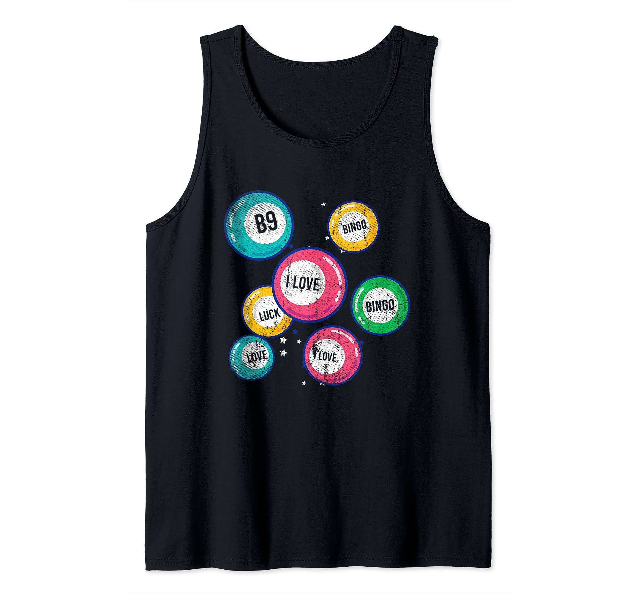 I Love Bingo Gambling Bingo Player Gift Lottery Winner Bingo Tank Top, Black, S
