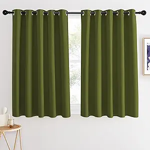 NICETOWN Blackout Curtains 54 Inches Long, Thermal Insulated Room Darkening Curtains for Bedroom, Window Treatment Drapes for Living Room Nursery (W66 x L54 Inch, Olive Green, 1 Panel)