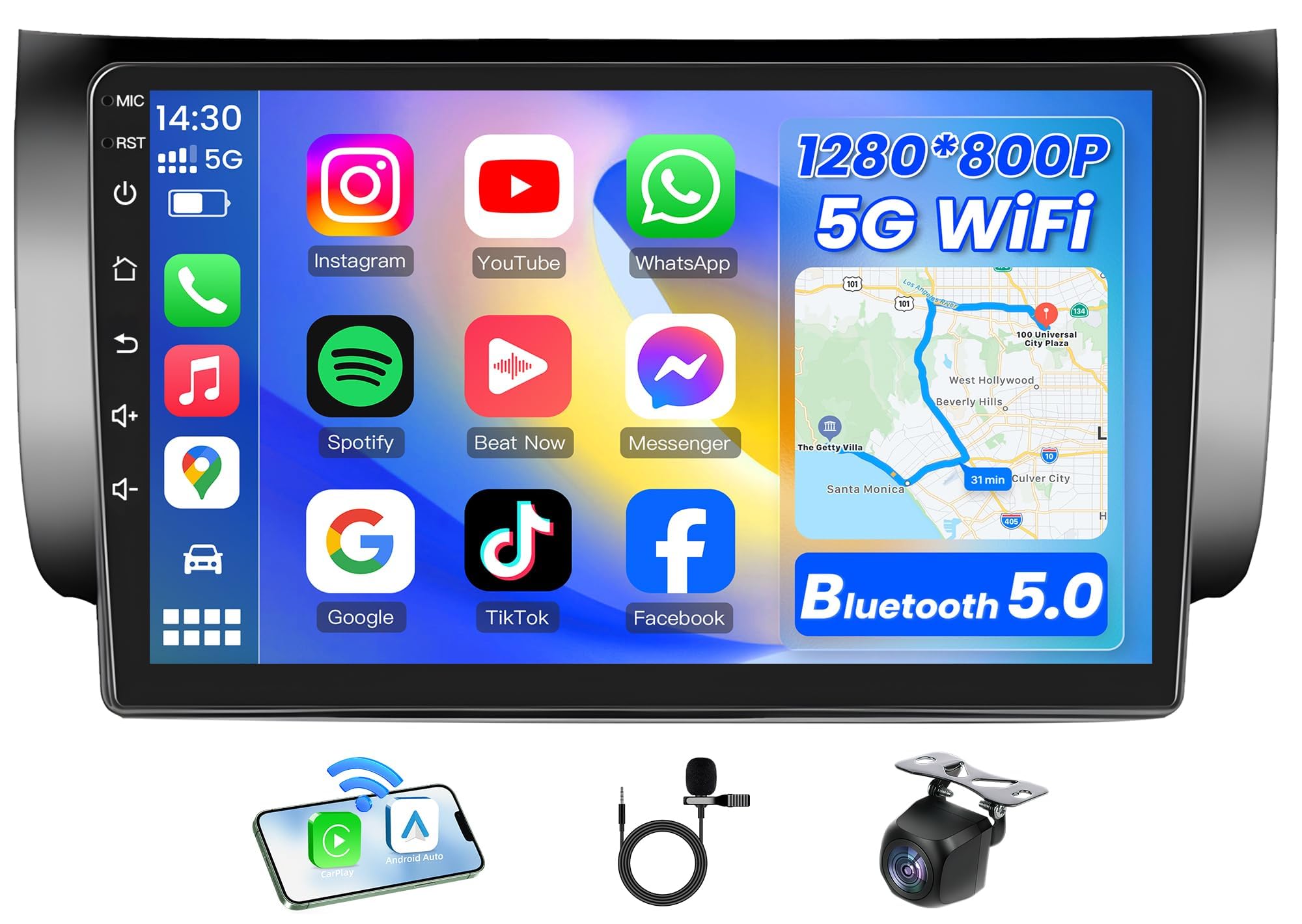 4Core+64GB ROM Car Radio for Nissan Sentra 2013-2017: 10 Inch 1280 * 800 HD Touchscreen Car Stereo with Wireless Carplay & Android Auto Support 5G