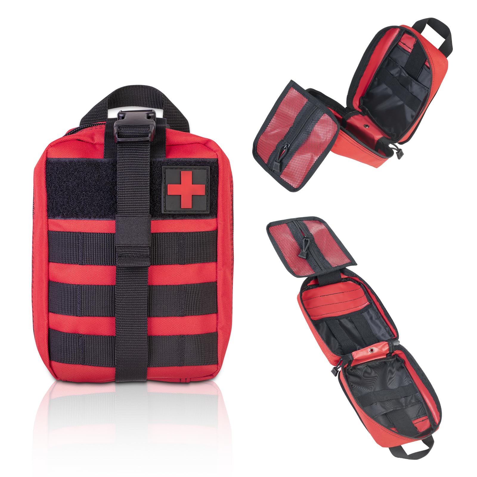 Tentock Borsa di sopravvivenza in tela Borsa all'aperto tattica per l'auto, attrezzatura di emergenza medica per il campeggio escursionistico (Red)