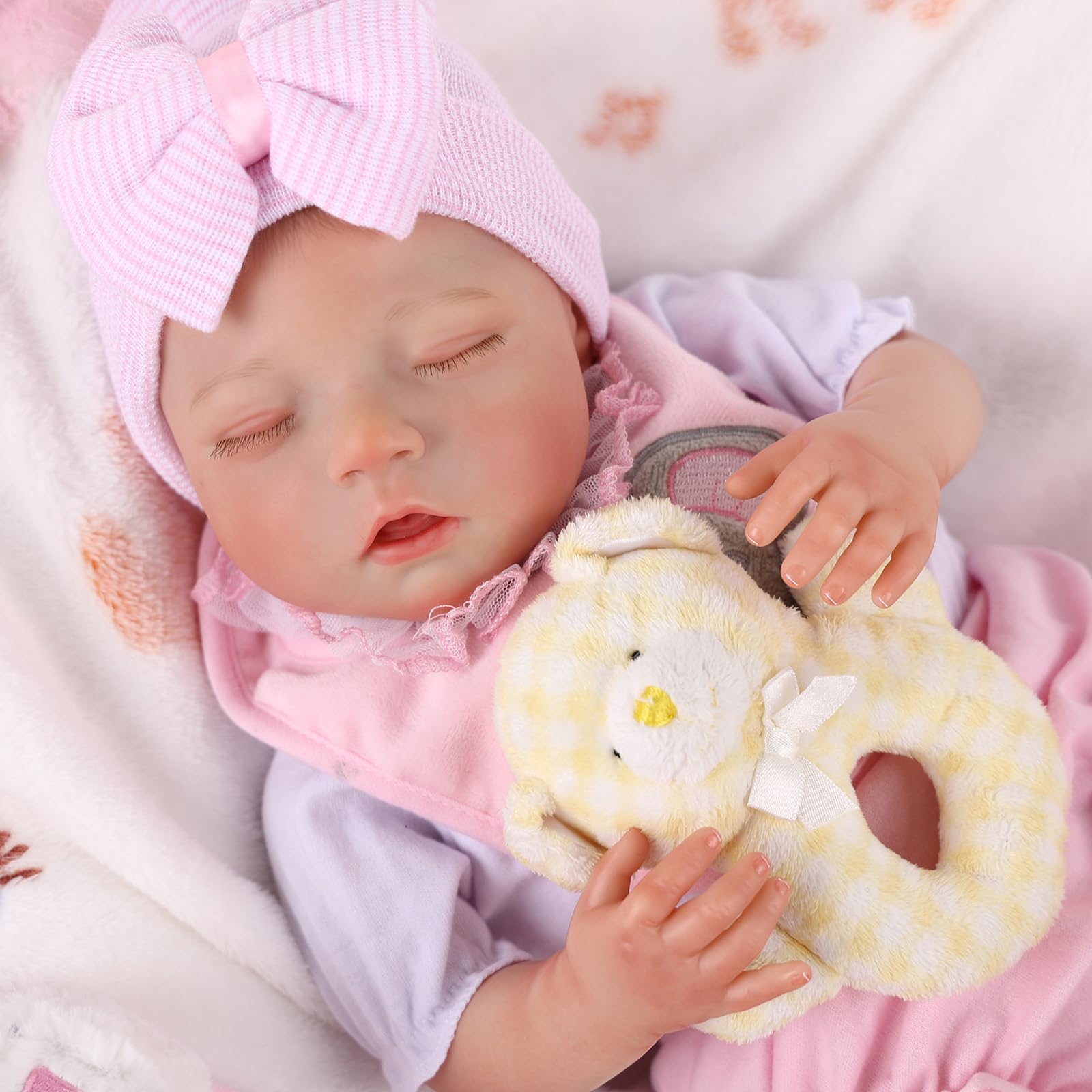 BABESIDE Bambole Reborn - Bambole Reborn Femmina da 20 pollici, Bambola Neonata Realistica, Bambola Bambina Addormentata Nella Vita Reale con Accessori per Bambini dai 3 Anni in Su