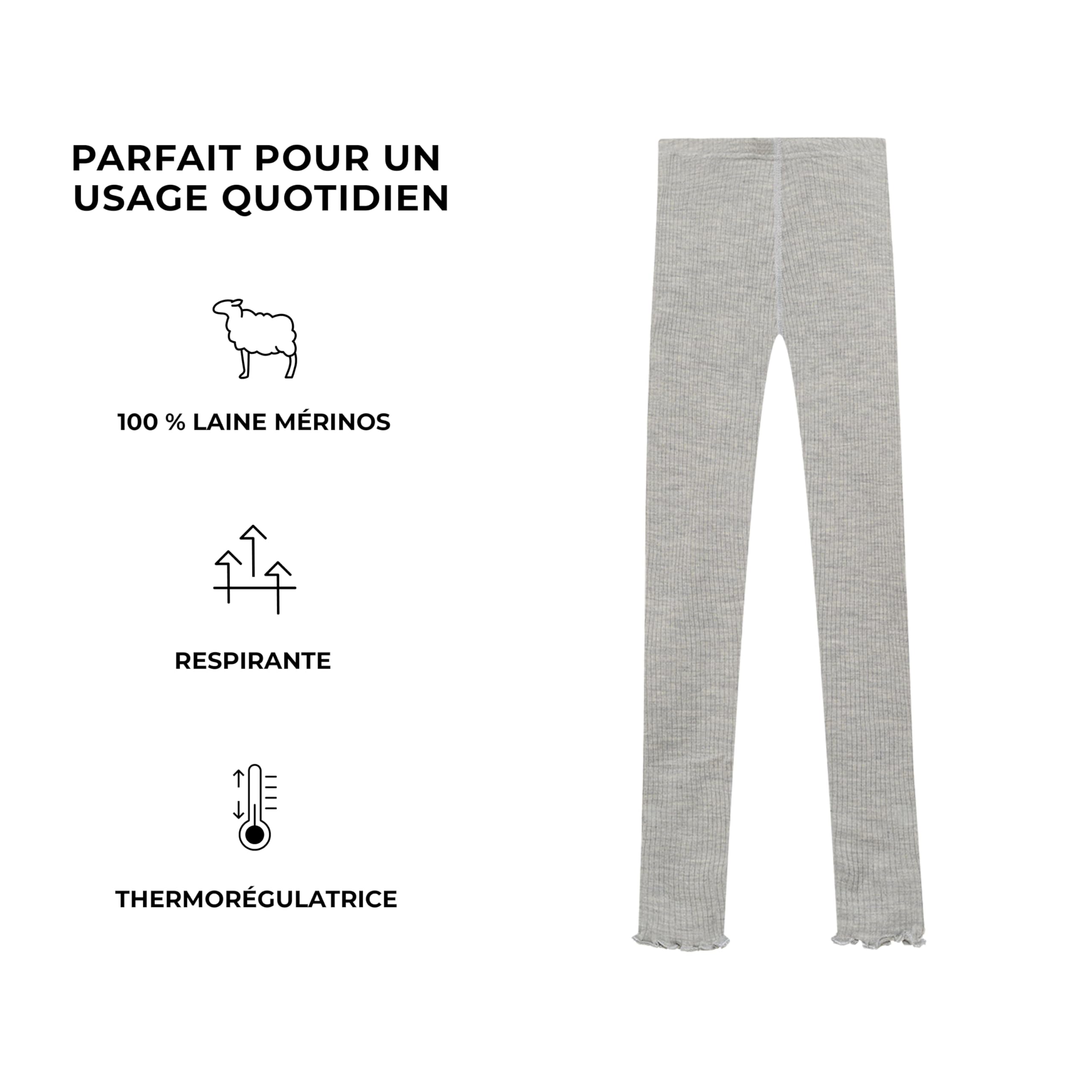 DILLING Legging à Bords froncés en Laine de mérinos pour Enfant