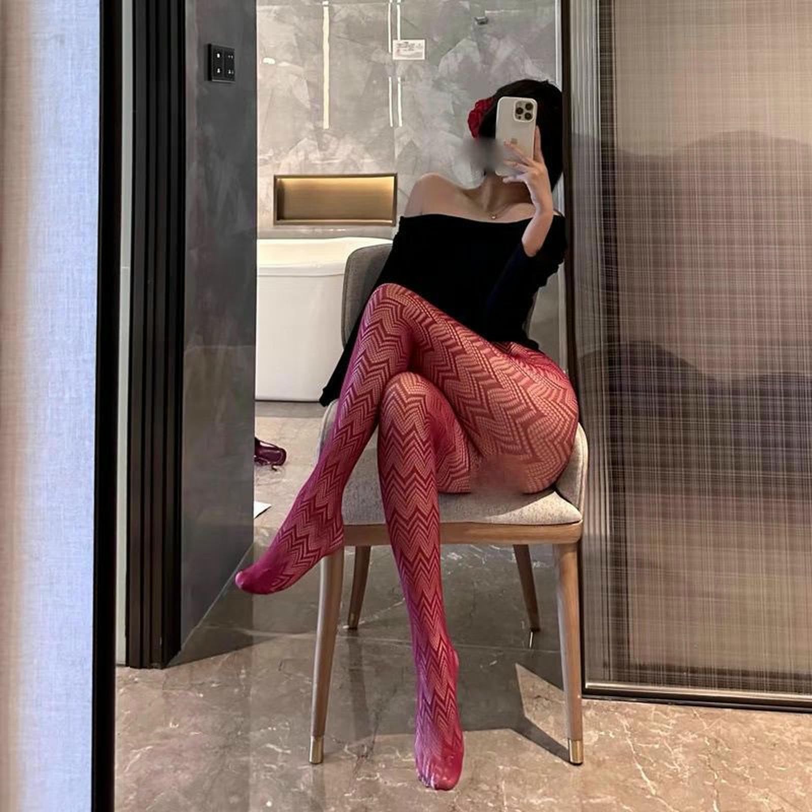 Stockings Sexy Stockings Rajstopy Różowe Hollow kabaretki Stockings Fishnet Stockings