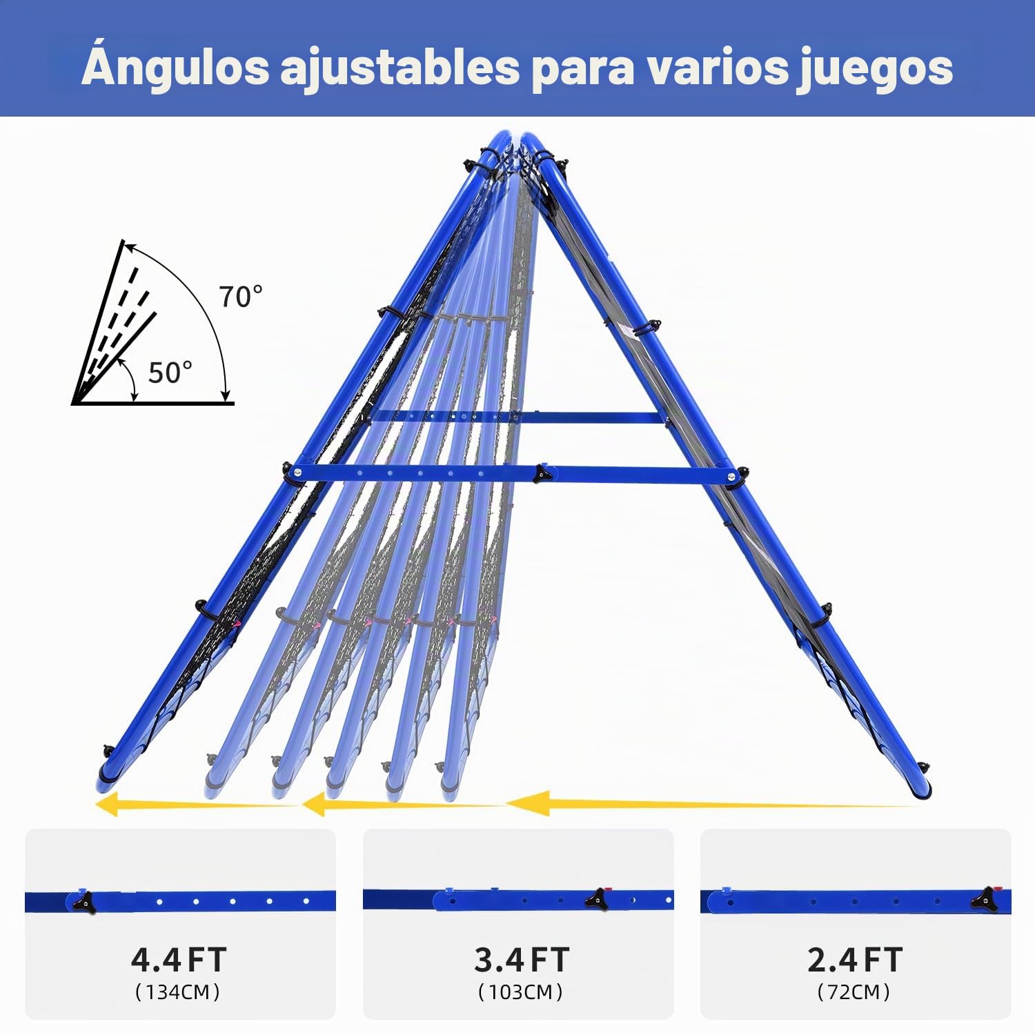 Bagail red de rebote de doble cara,barra de pintura reforzada, ángulo ajustable, estructura plegable, red de rebote con objetivos de entrenamiento de habilidades, portería de fútbol portátil de jardín