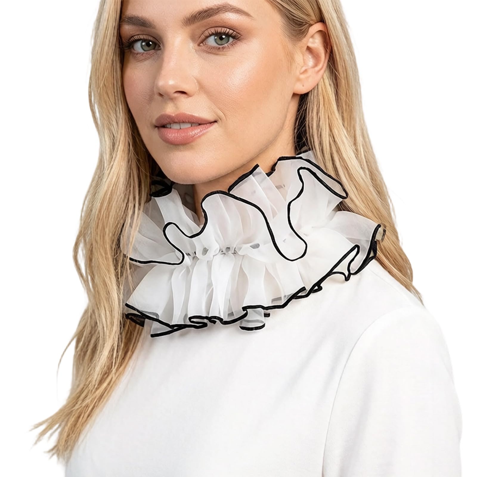 Cuello con volantes y collar falso con cierre ajustable y adaptable 8
