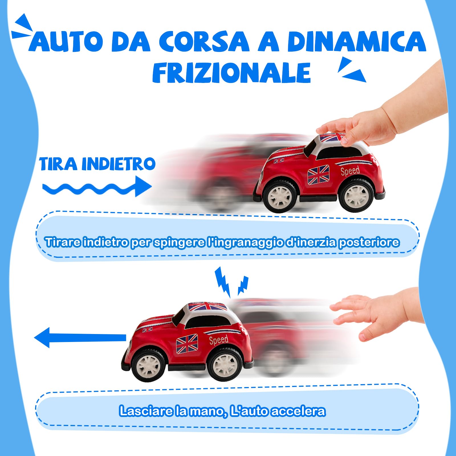 Juxtaposia 12 Pezzi Macchinine per Bambini,Cars Macchinine da Corsa Pull Back Eject,Macchinine regalo per festa e compleanno per bambino dai 2 ai 6 anni.