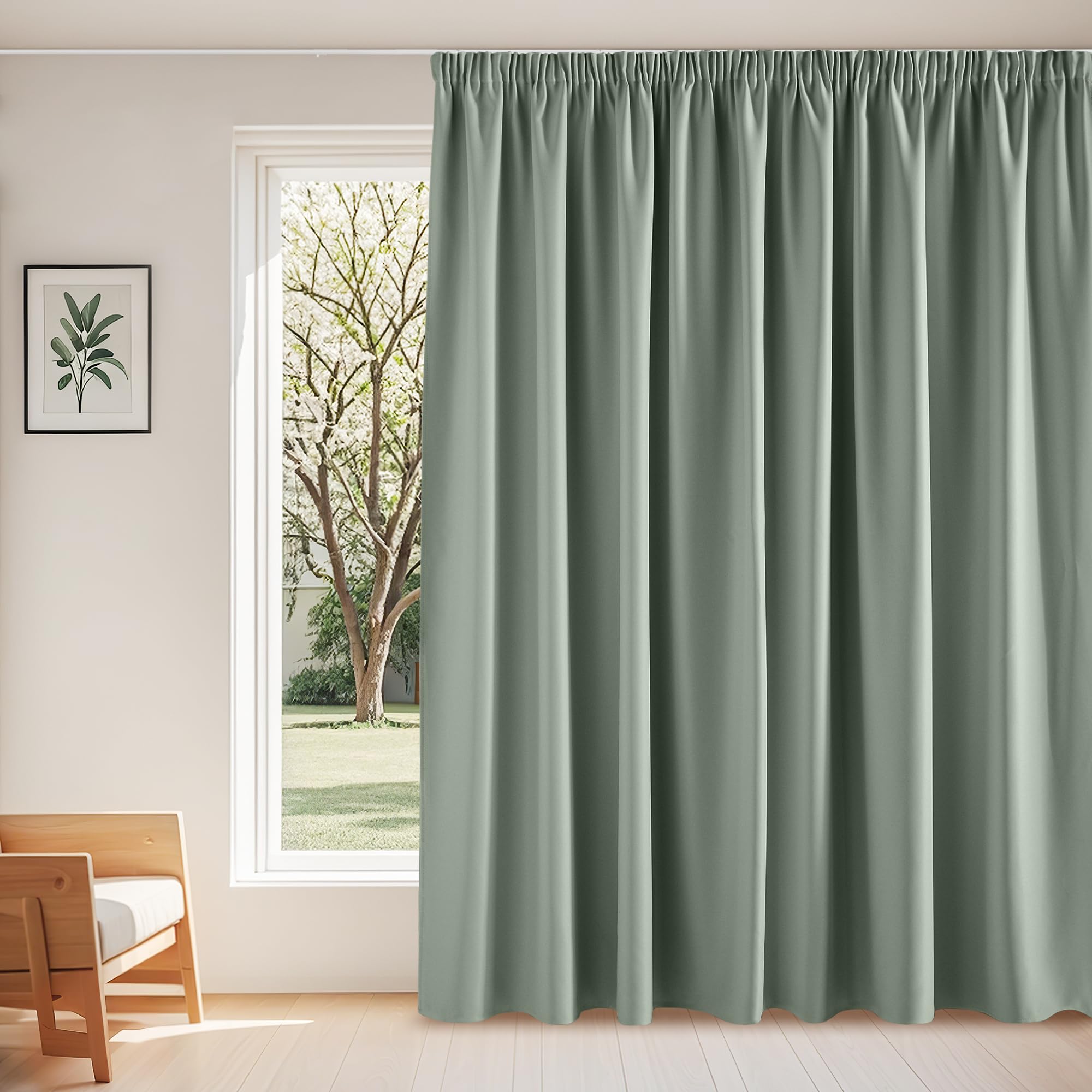 Rideaux occultant galon fronceur isolant thermique grande largeur pour fenetre de chambre