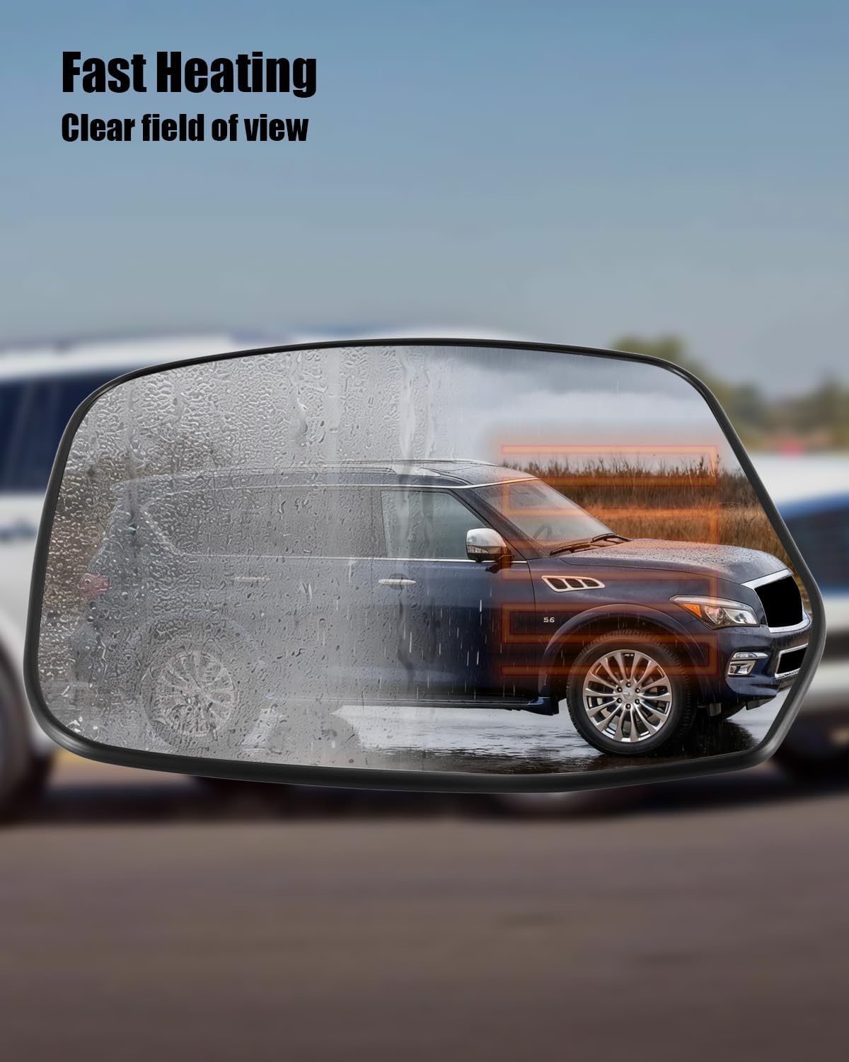 Left Driver Side Mirror Glass Fit for Infiniti QX56 2011-2013 Infiniti QX80 2014-2022, with Power Heated