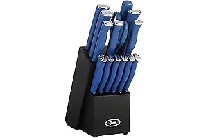 Oster Langmore 15 Piece Stainless Steel Cutlery Knife Block Set W/Black Box...