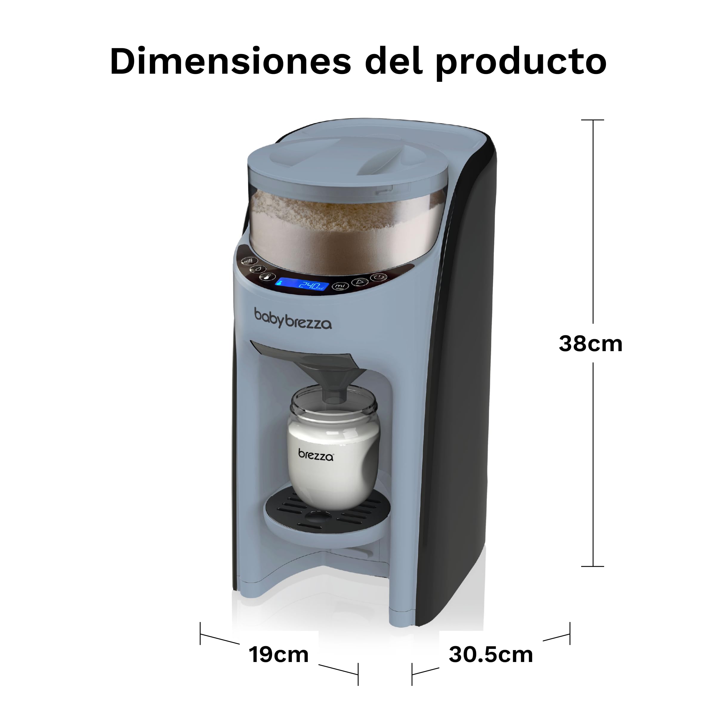 Baby Brezza - Formula Pro Advanced (Preparador de Biberones y Dispensador de Fórmula) - Automático - Dosifica Y Mezcla Agua Caliente Y Leche En Polvo Con Sólo Pulsar Un Botón (Slate)