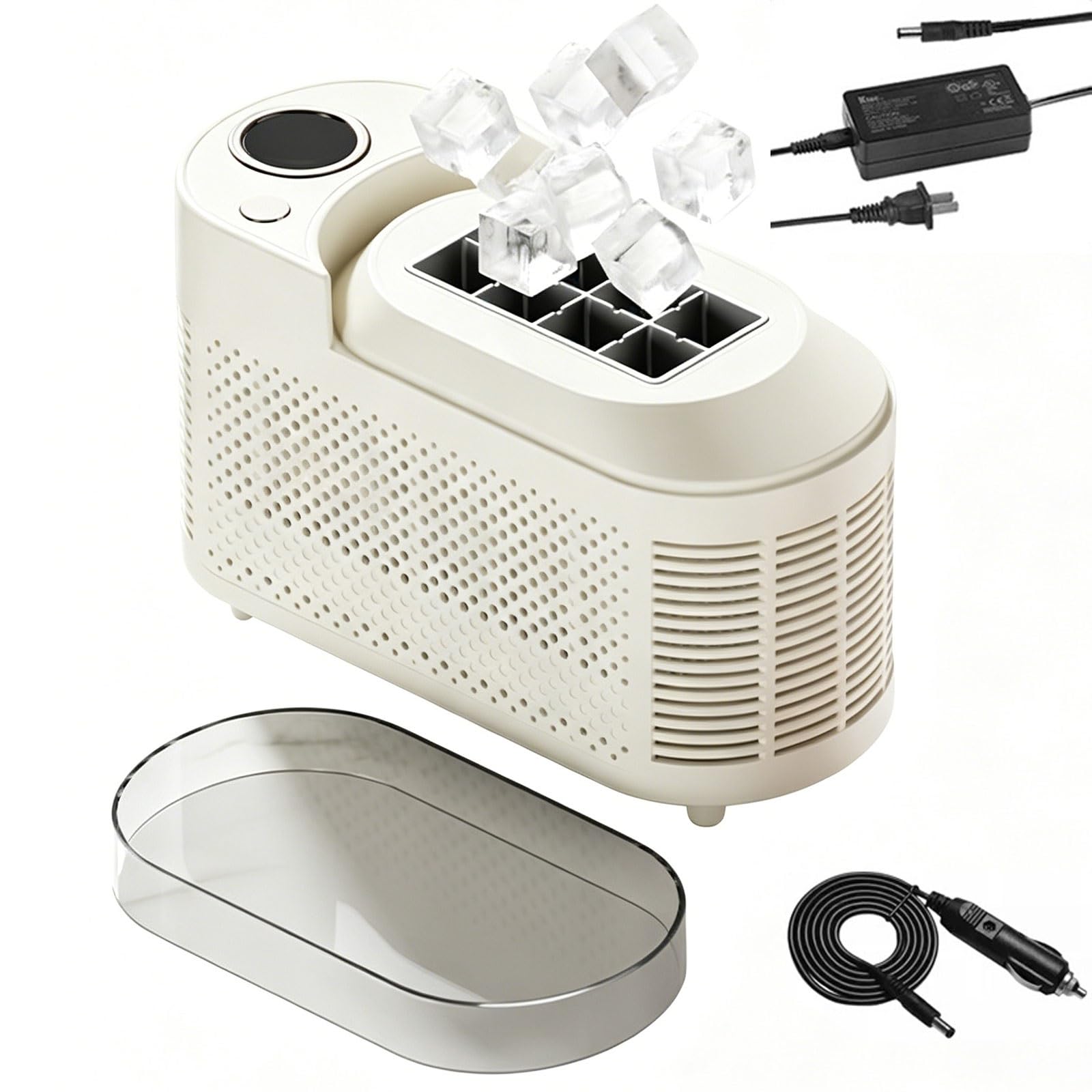 Máquina portátil for fabricar Hielo, máquina for Hacer Cubitos de Hielo for encimera con 8/10 Cubos en 10-15 Minutos, bajo Nivel de Ruido(White,10 Cubes)