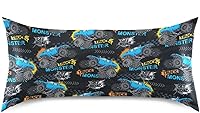 Vista 16 de Fundas de almohada de seda con estampado negro de camión monstruo para cabello y piel, suave, transpirable, suave, refrescante, funda de almohada