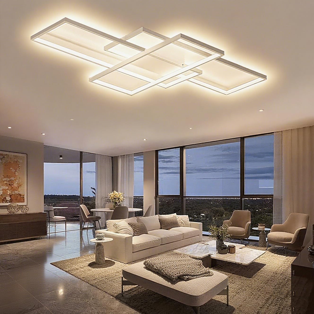 Plafon LED Techo Regulable Moderno,54W 5400LM Lámpara de Techo con Mando a Distancia/APP 3000K-6500K,Ceiling light,Adecuado para salones,dormitorios,balcones y comedores