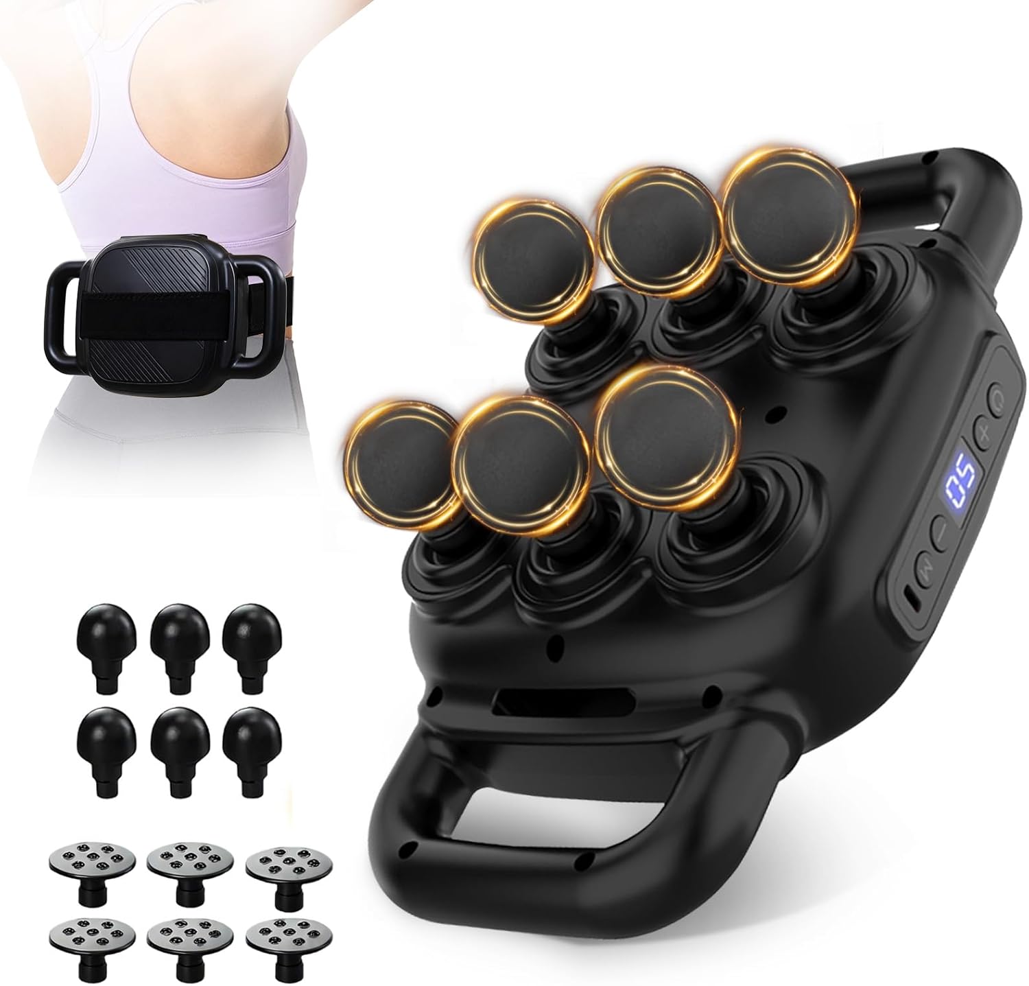 APXPF 6 Head Massage Gun - Deep Tissue Massage Gun with 50 Adjustable Intensities & 9 Modes, Electric Percussion Massage Tool for Back, Leg, Muscle Pain Relief, Ideal Gifts for Friends and Parents