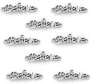 JGFinds "Believe" Message Charms, Silver Tone, 1 ⅓", 30 Pack
