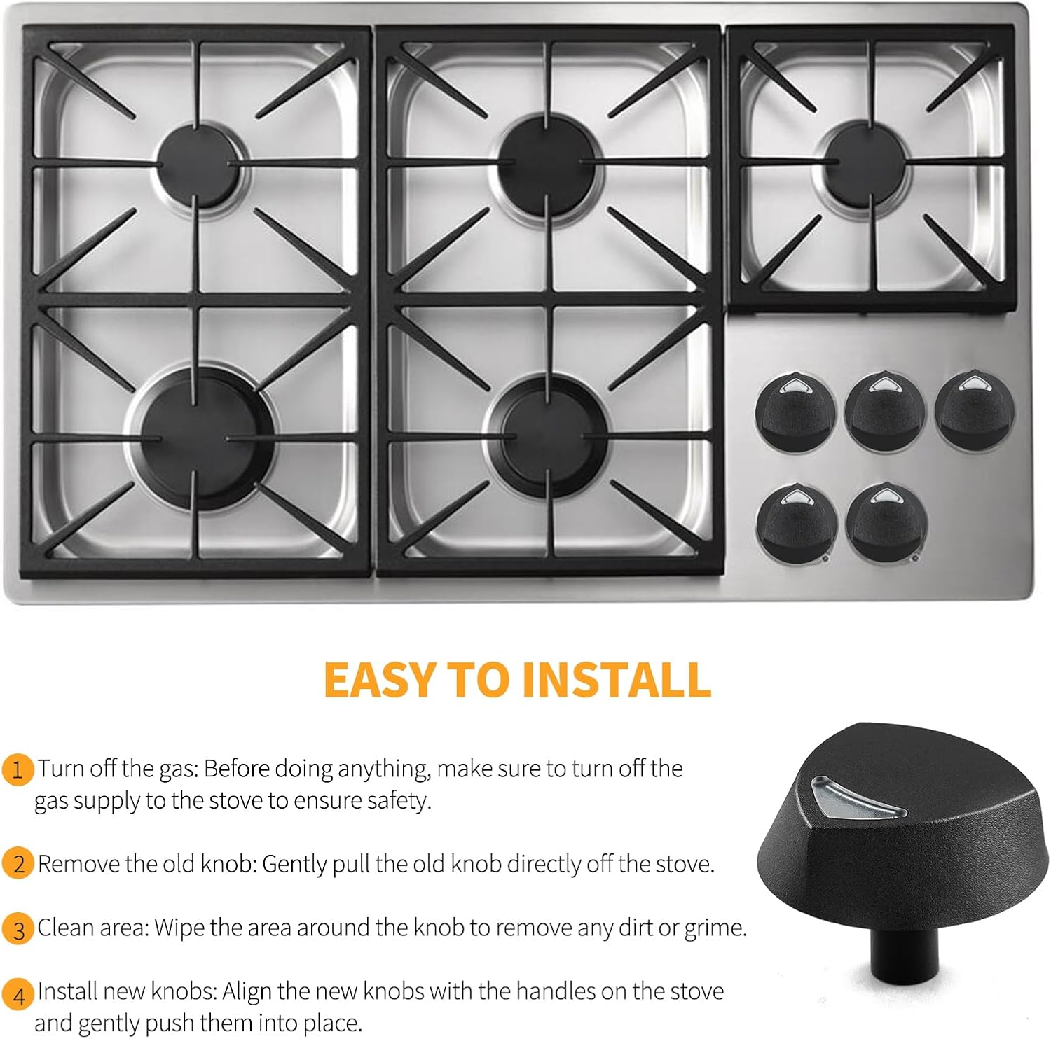 Allstare 72731 700834 Cooktop Knobs Replacement Parts for Dacor Stove Parts PGM365 Dacor Gas Stove Top Knobs Dacor Gas Range Cooktop Parts Burner Control Knobs 5 Pcs