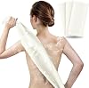 ARCH&M 35-Inch Exfoliating Back Scrubber (3 Pack), Japanese Nylon Beauty Washcloth for Shower, Korean Body Towel for Deep Exfoliation, Removes Dead Skin, Off-White