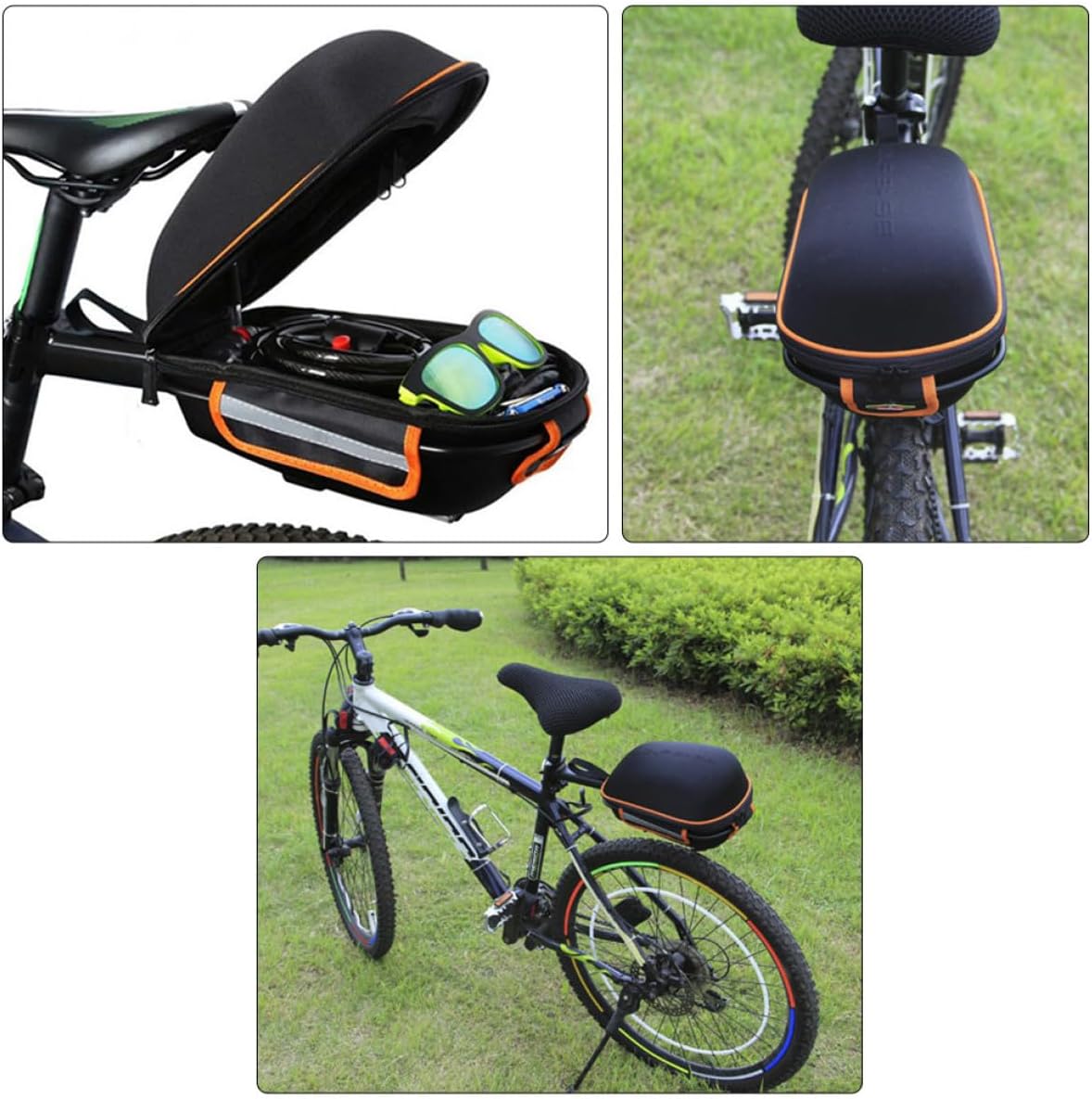Hard Shell Bike Backseat Bag Waterproof Large Capacity Quick Release Pannier Rack Trunk for Cycling Outdoor Storage