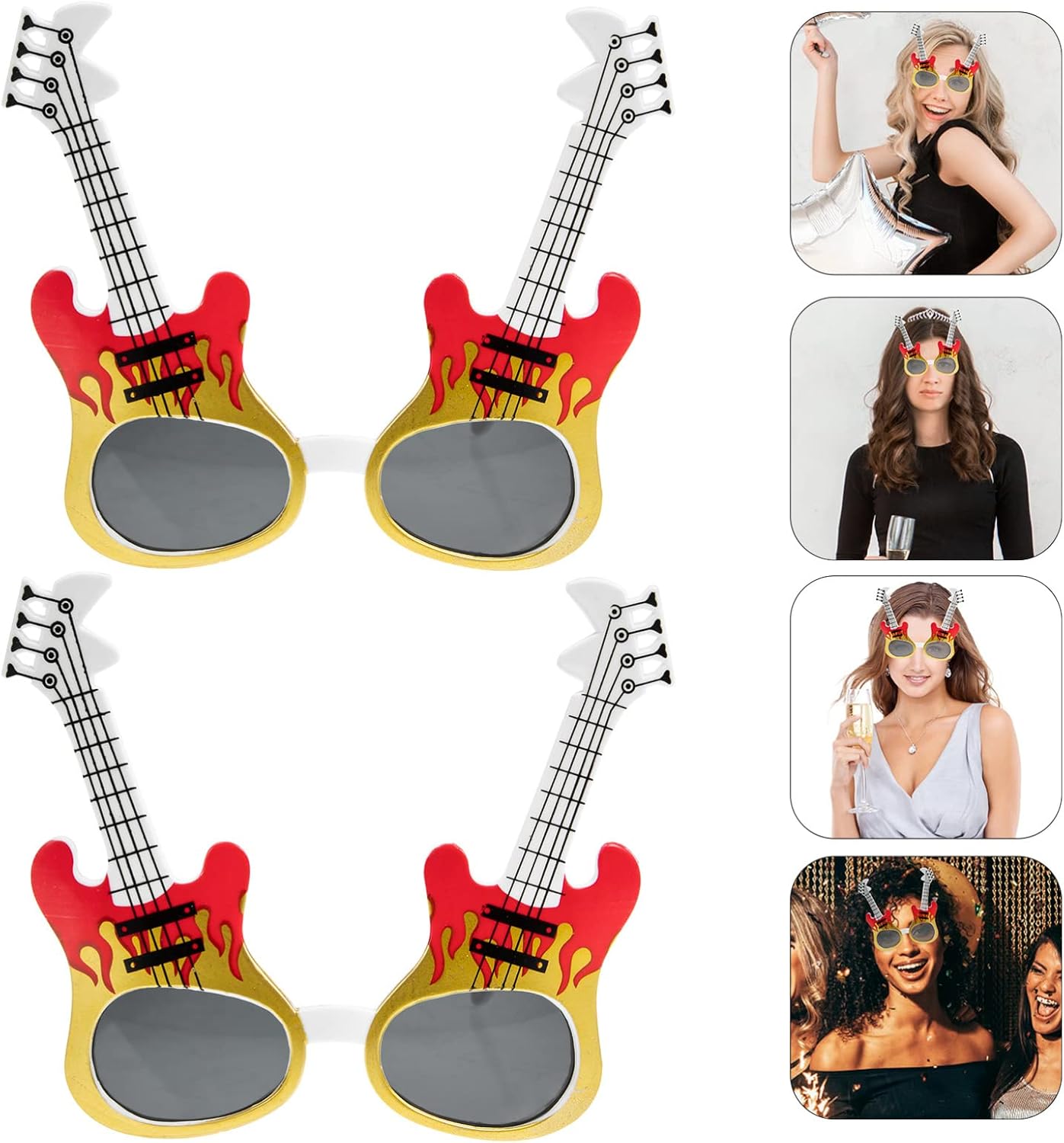 ARTIBETTER Guitar Pattern Sunglasses 2-Pack Music Festival Eyewear Party Props for Cosplay Beach Club Accessories