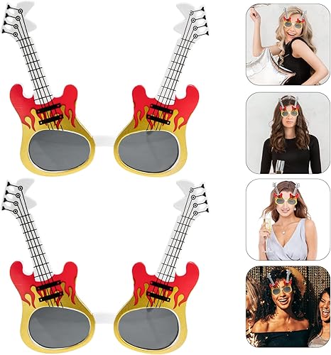 Miniatura 7 de ARTIBETTER Gafas de sol de guitarra para fiesta, paquete de 2 unidades, para festivales de música, playa, con forma de guitarra, accesorios para