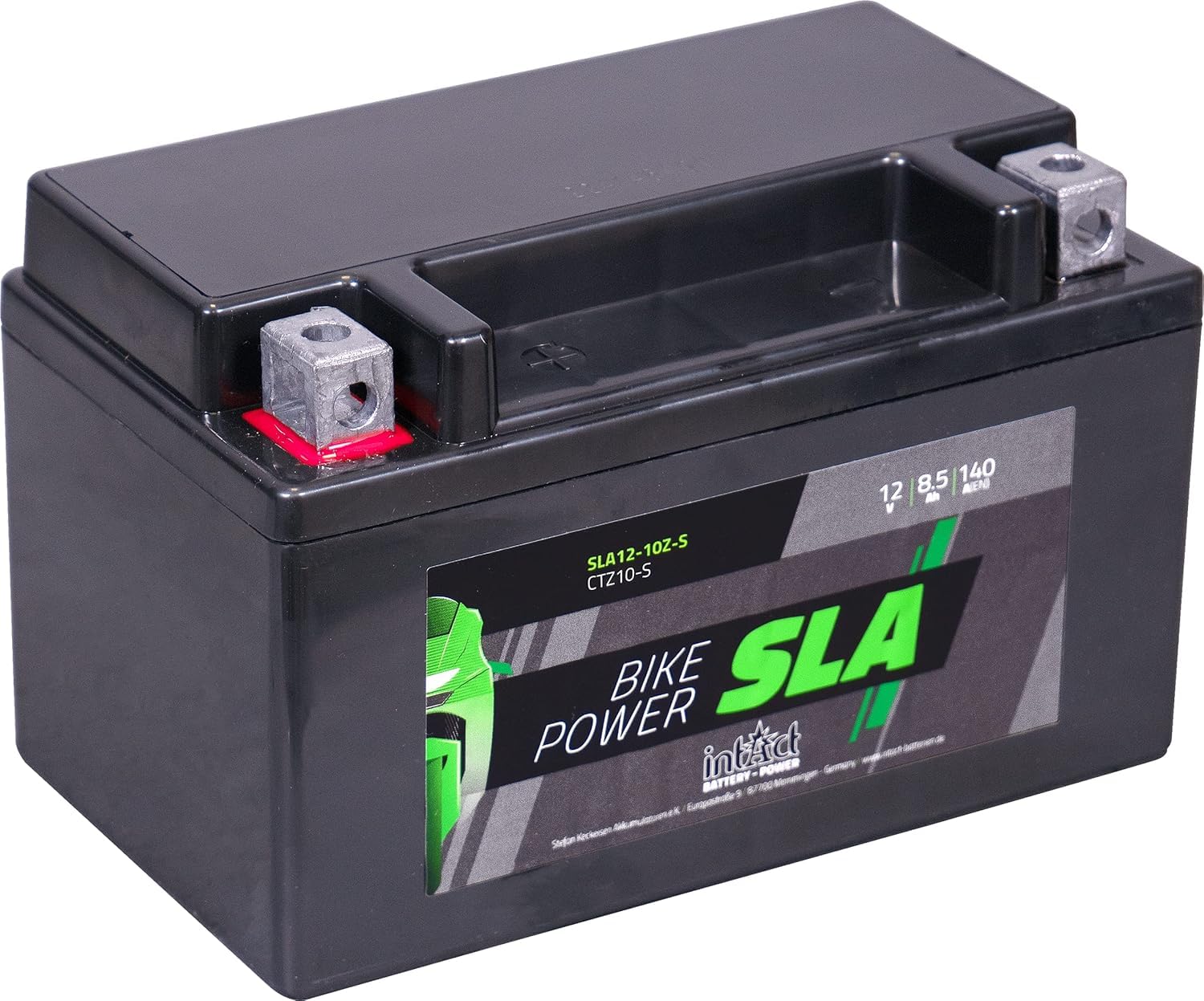 intAct - AGM BATTERIE MOTOCYCLE | Batterie pour scooter, moto, quad, etc. Batterie sans entretien & anti-fuite | SLA12-10Z-S, CTZ10-S, batterie 12V, 8,5 AH (c20), 140 A (EN) | Dim : 150x87x94mm