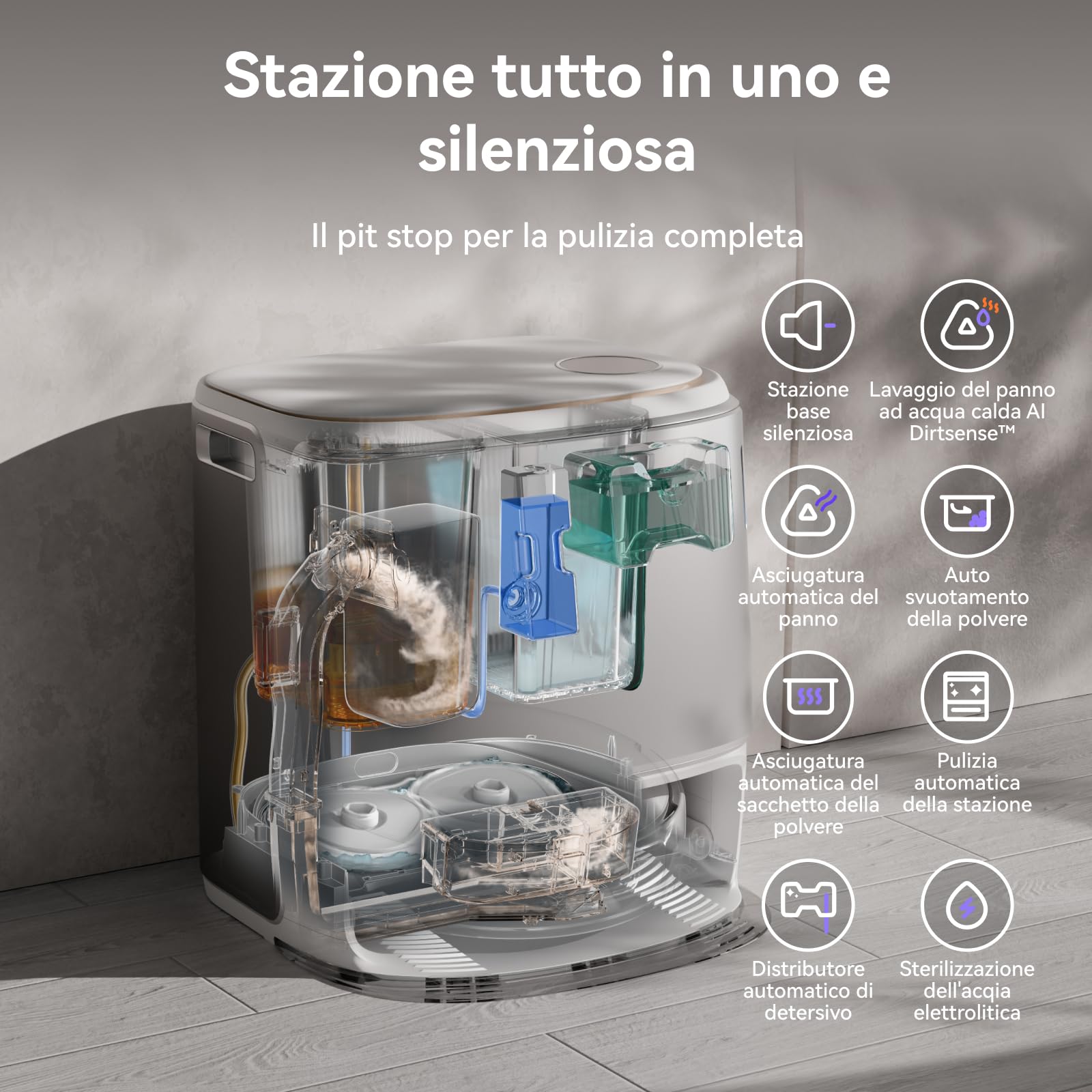 NARWAL Freo Z Ultra Robot Aspirapolvere e Lavapavimenti con Doppi Chip AI e Twin AI Dodge, Evitamento degli ostacoli AI Ultra-Preciso, Aspirazione 12000 Pa, Spazzola a Rullo Avvolgente Anti-pelo 2.0