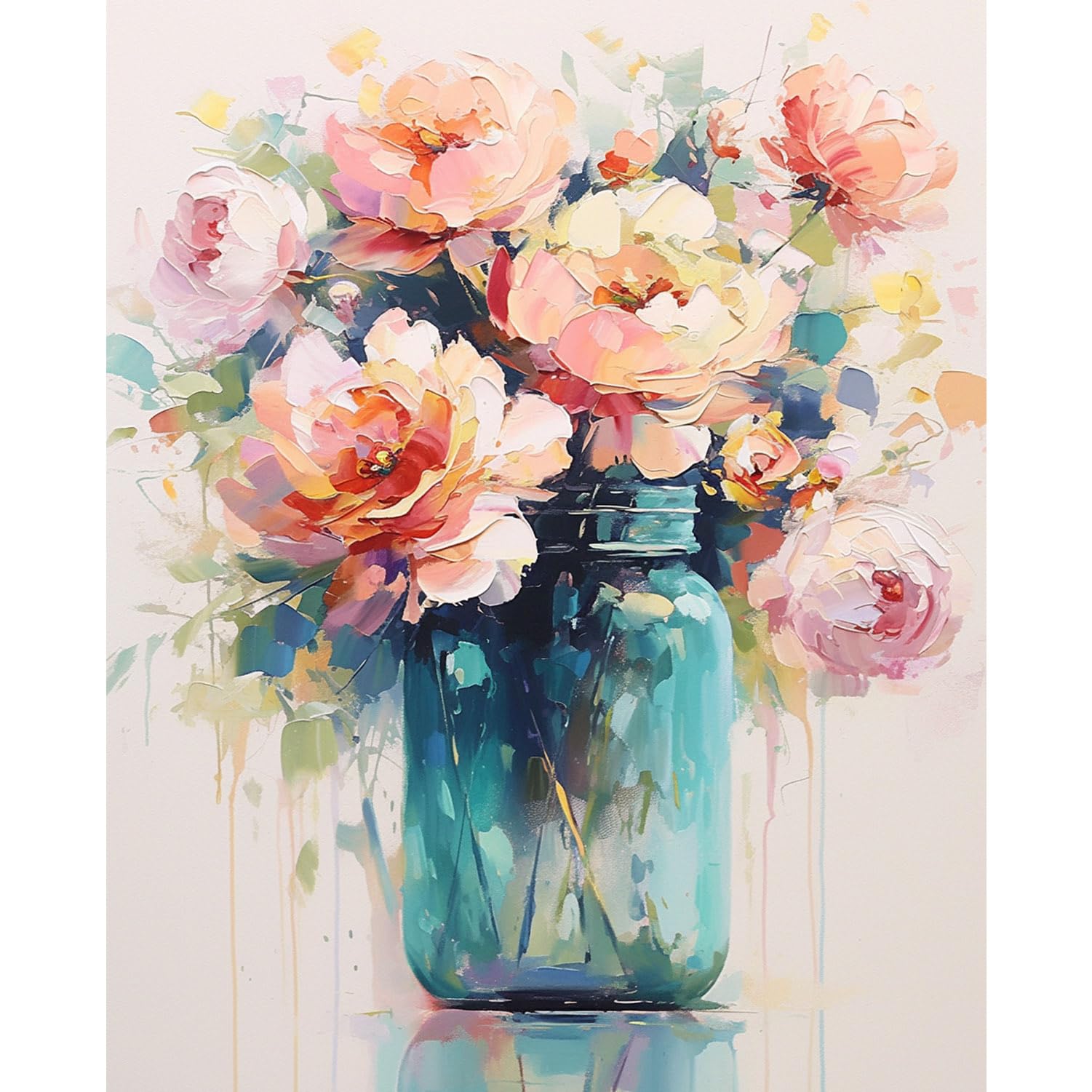 Flowers in Bottle Paint by Numbers Kit for Adults Beginner Flower Oil Painting Kit Adult Paint by Number Kits on Canvas DIY Painting for Beginners Art by Numbers for Gifts Home Wall Decor 16x20 Inch