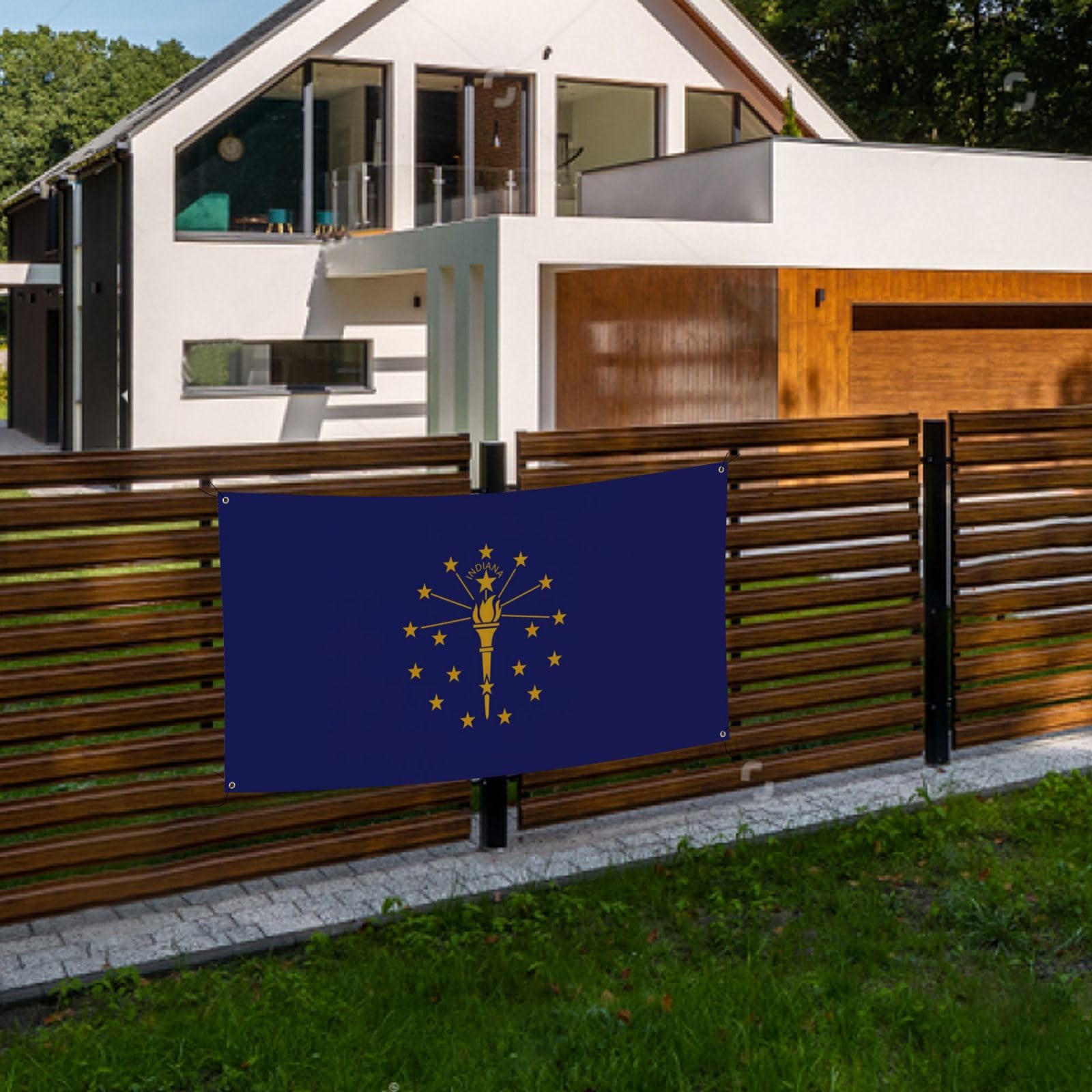 Bandera del estado de Indiana para decoración de fiesta, divertida pancarta de cumpleaños, adecuada para fiestas y eventos temáticos