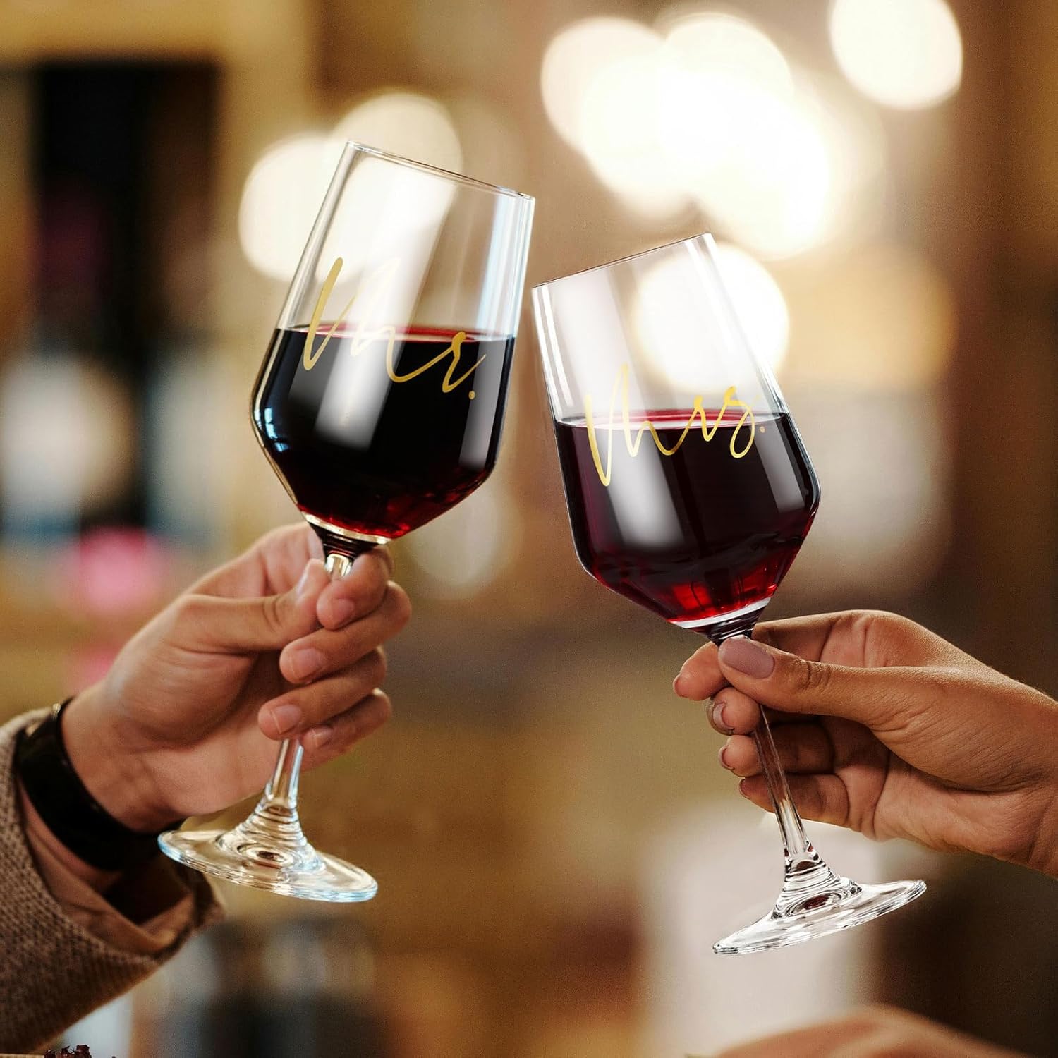 AW BRIDAL Mr and Mrs Wine Glasses Set of 2 for Engagement Bridal Shower, Wedding Gifts for Newlywed Couples 2026, Personalized Anniversary Wine Glass Gift Basket for Bride Groom and Fiance Fiancee - Image 9