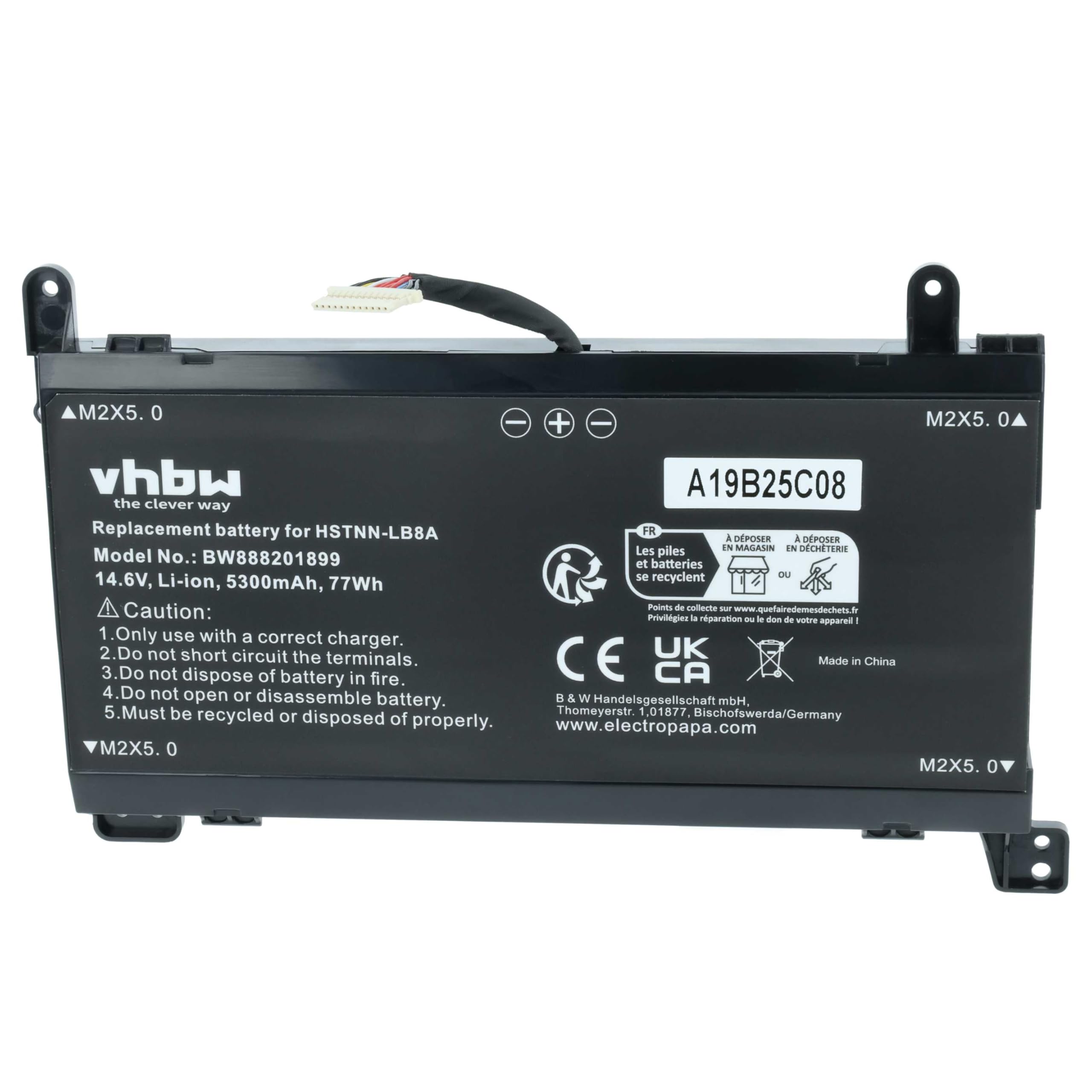 vhbw Batería reemplaza HP FM0808, FM08, 922753-421, 922752-421, 922977-855, 922976-855 para Notebook (5300 mAh, 14,6 V, Li-Ion)