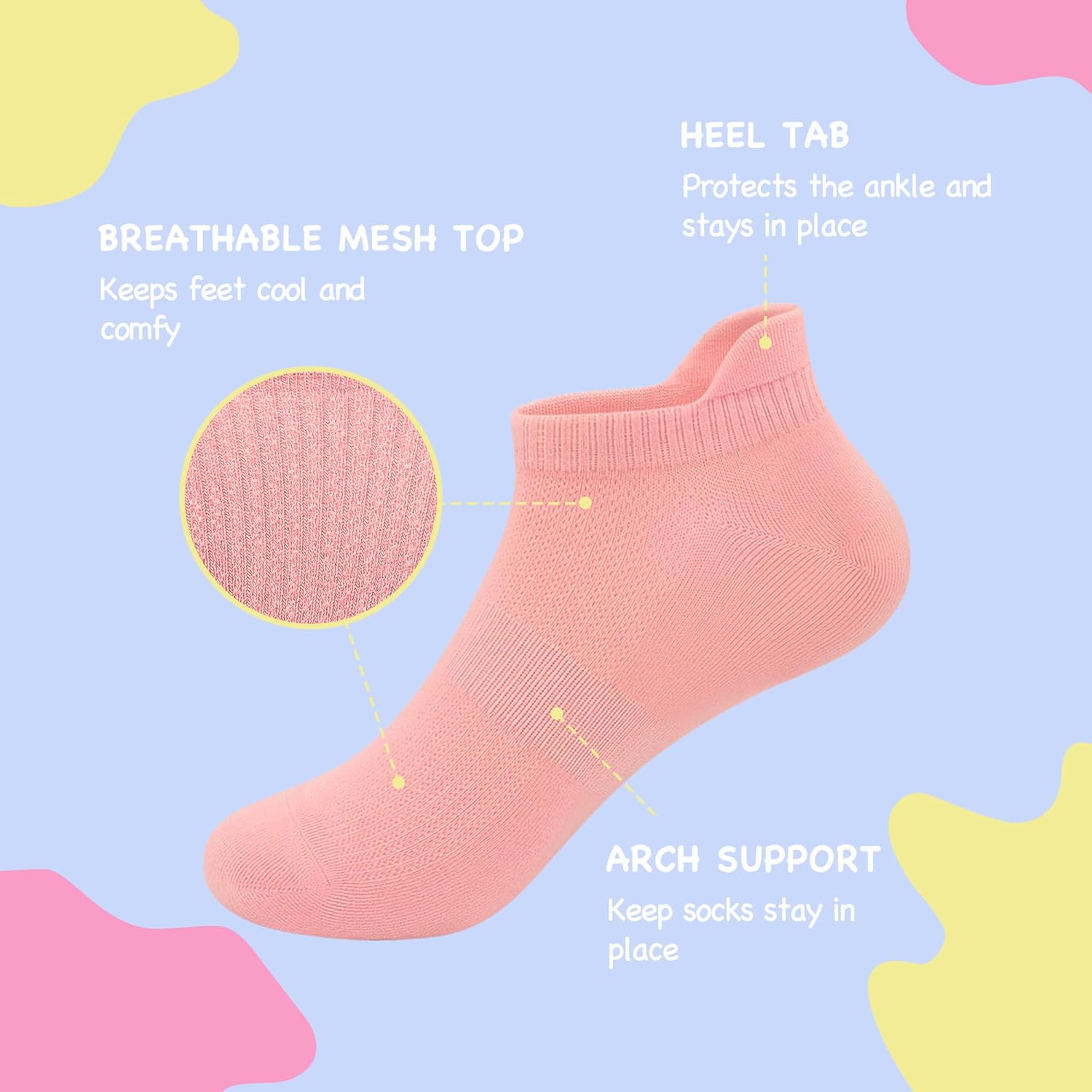 SERISIMPLE Ultra-Soft Viscose Bamboo Kids No-Show Socks Ankle Thin Comfortable Low Cut Socks for Boys&Girls Non Slip 5 Pairs - Image 3