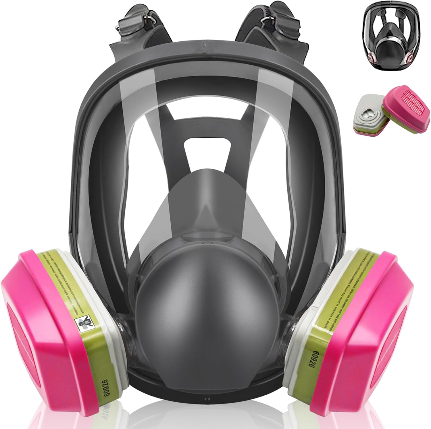 Full Face Respirator Mask with Filter, Cover Organic Vapor Antifog mask, Reusable Gas Mask for