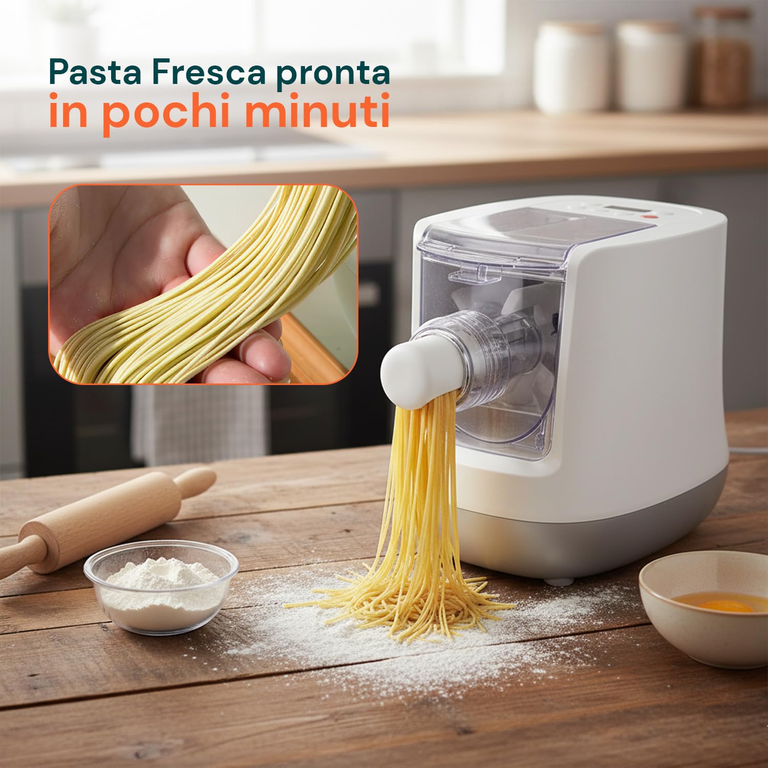 Wintem – Machine électrique pour pâtes fraîches 500g avec affichage numérique et 13 bandes interchangeables pour pâtes fraîches faites maison facile à utiliser et à nettoyer