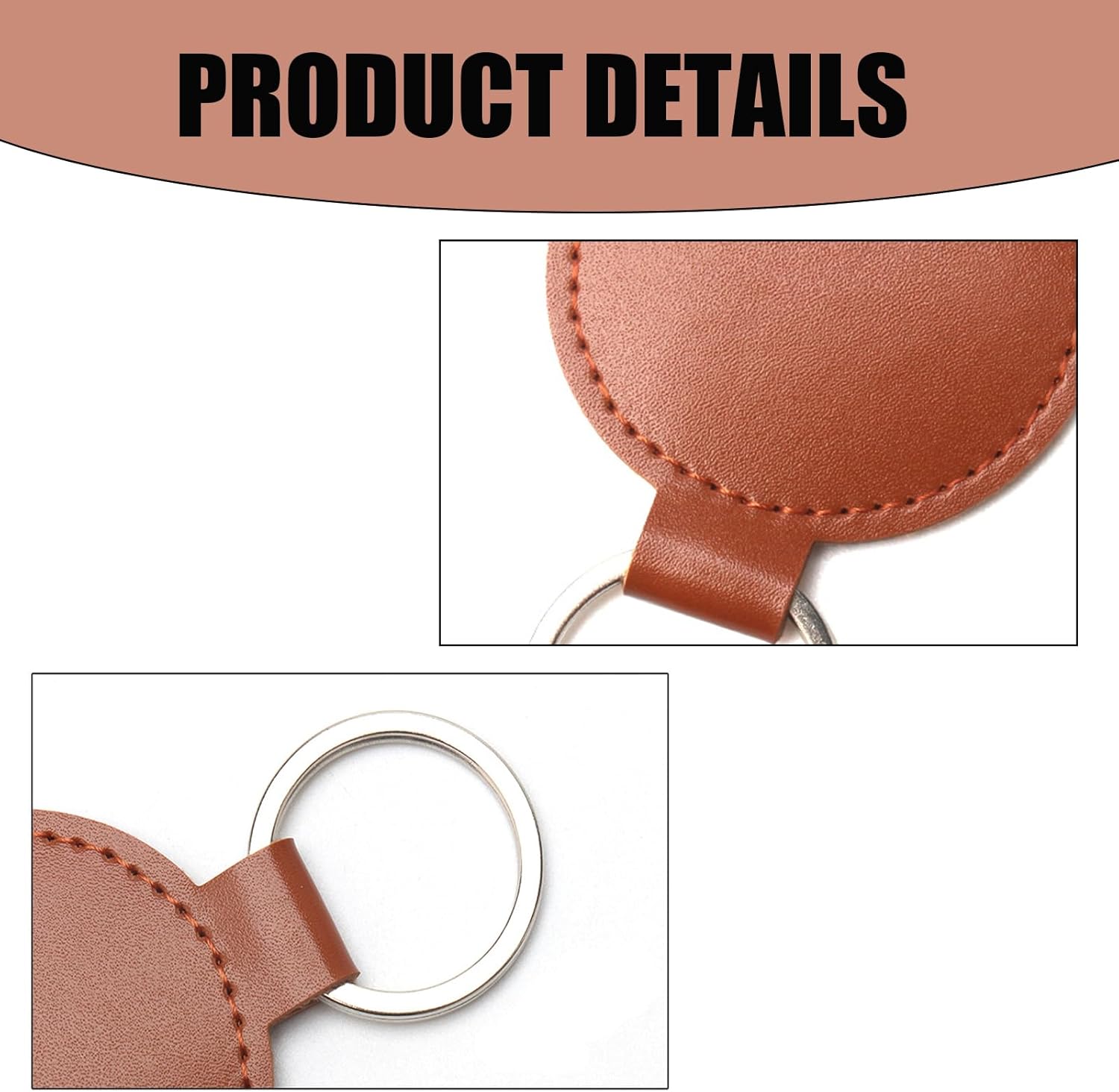 15 Pcs Leather Blank Keychains, Leather Key Fob Kit, Double Side Laser Engraving Key Chains, DIY Craft, UV-Printing Laser Engraving, DIY Making (Brown，Round) - Image 3
