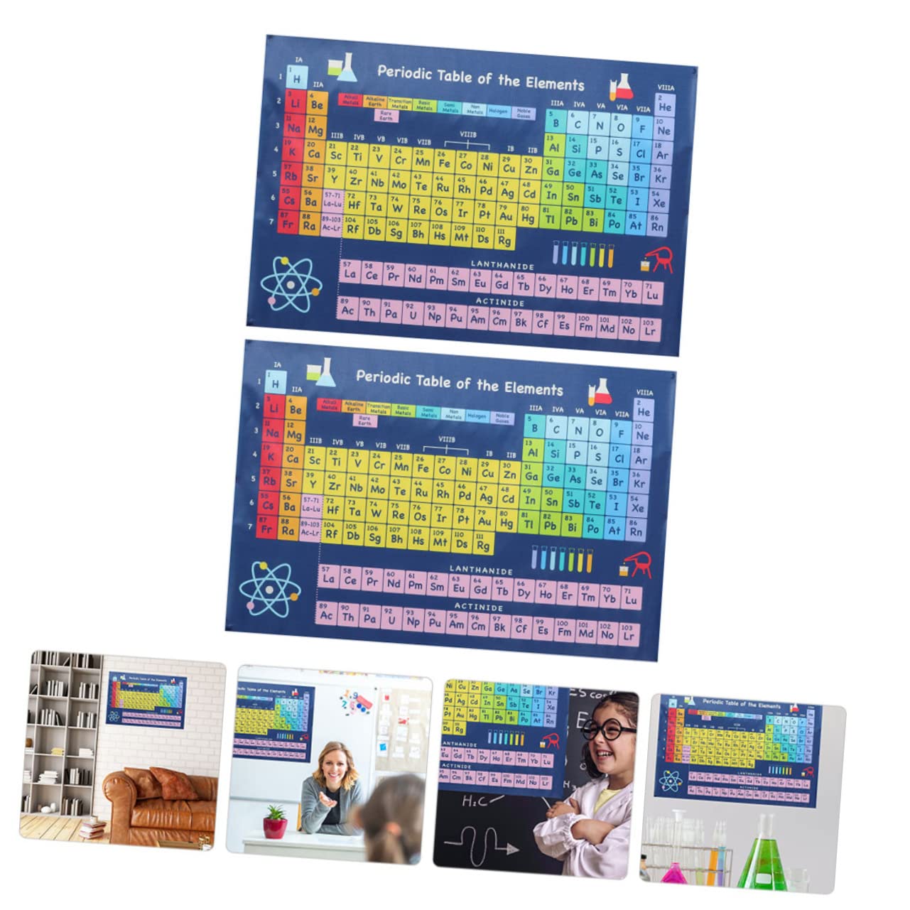 HOODANCOS 6piezas Póster Educativo Del Elemento Químico Para Niño Niña Tabla Periódica Decorativa Para Aprendizaje El Aula y Habitaciones Infantiles