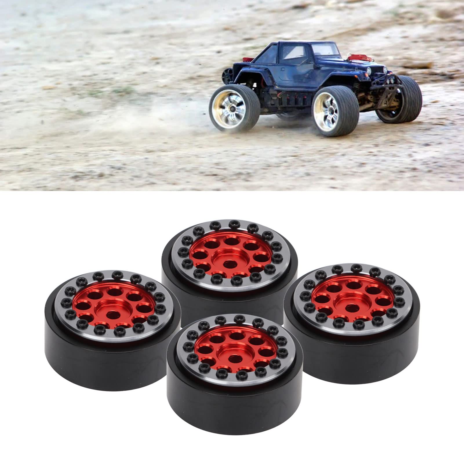 Pilipane Jantes RC Durables Et Apparence De Voiture RC Réaliste,Jeu De Jantes RC en Alliage D'aluminium pour Voiture FMS FCX24 1/24 RC, pour Moyeux De Roue RC Légers