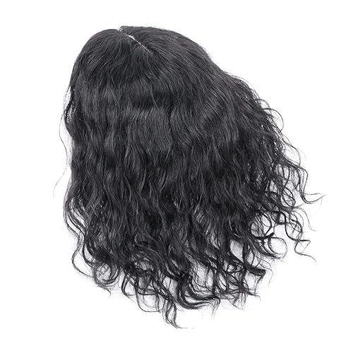 Miniatura 3 de Tope de cabello humano rizado natural para mujer, extensiones de pelo con clip, 5.1 x 5.5 in, parte superior de cabello sedoso, parte superior para
