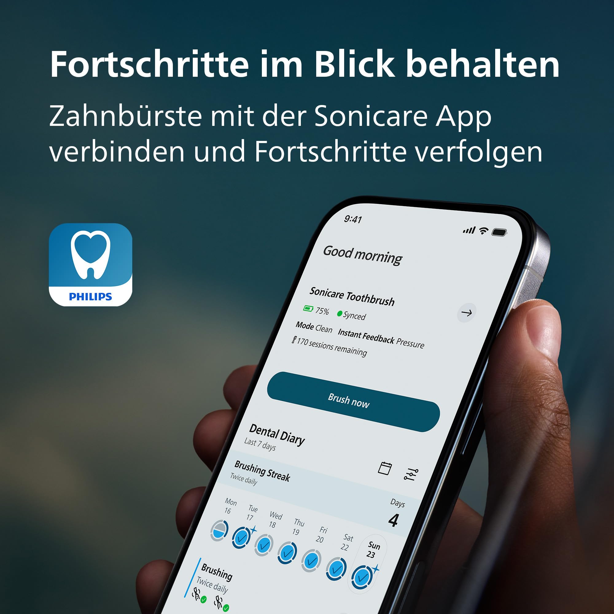 Philips Sonicare Next-Generation DiamondClean 8000 elektrische Zahnbürste - mit intelligenter Andruckkontrolle und 15 Einstellungen, Dunkelblau, HX8311/13